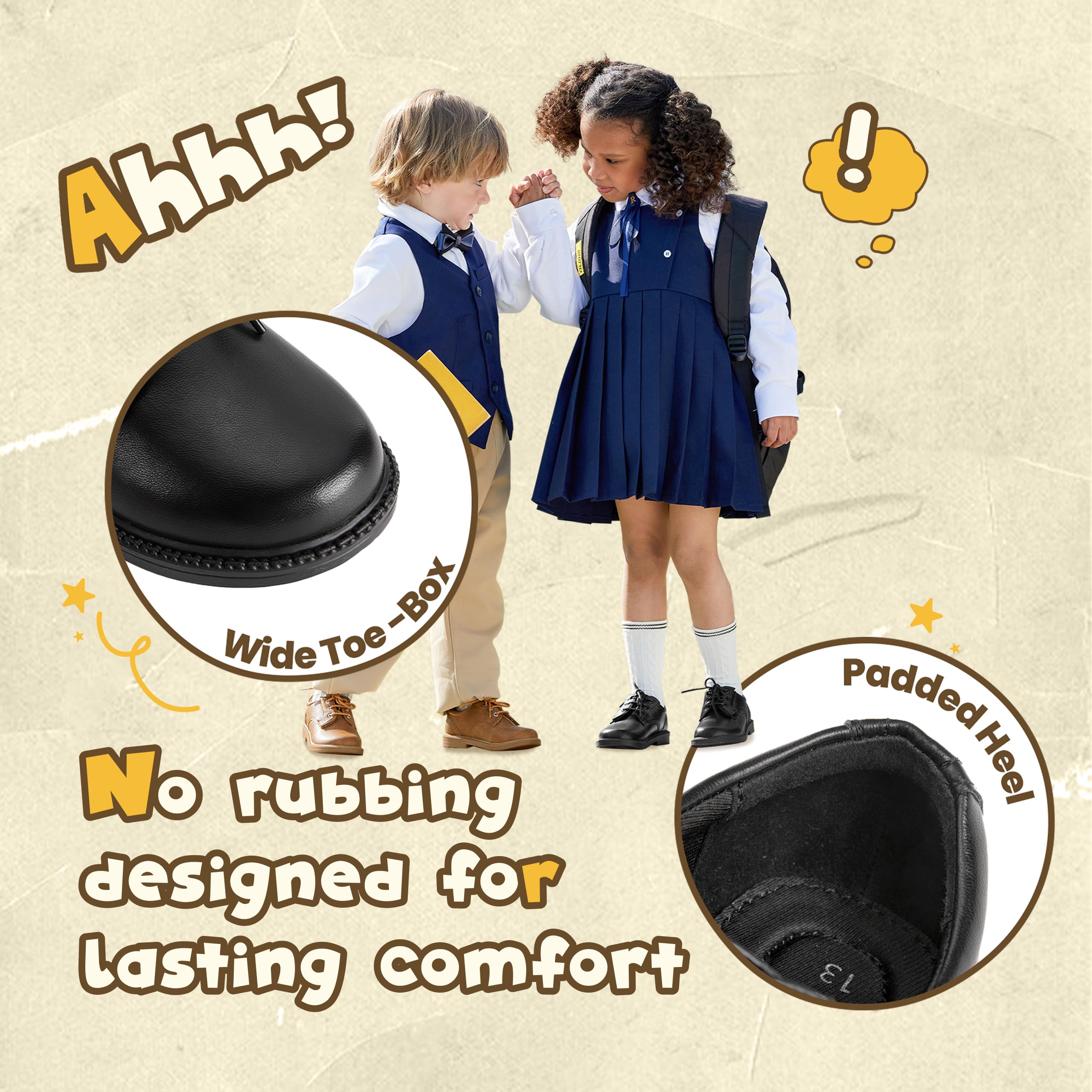 PATPAT Boys Girls Dress Shoes,Oxford Loafers Formal School Shoes for Toddler Little Big Kids