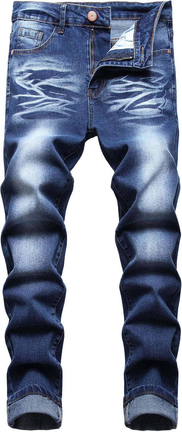 JUNBAOSS Men's Slim Fit Stretch Jeans Ripped Skinny Jeans for Men, Distressed Straight Leg Fashion Comfort Flex Waist Pants