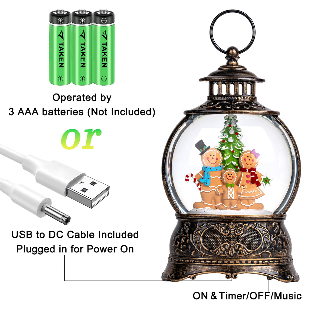 Fall Snow Globe Lantern with Autumn Turkey and Pumpkins Thanksgiving LED Decor for Home, Indoor Tabletop Centerpiece with Glitter Flakes, Harvest Light Decorations