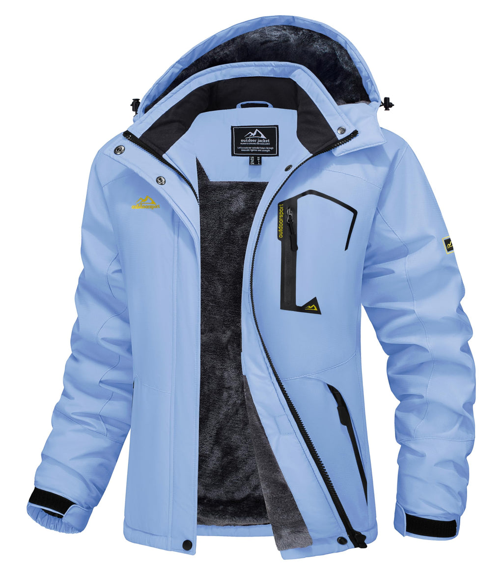 MAGCOMSEN Womens Ski Jacket Waterproof Insulated Snow Jacket Warm Windproof Winter Coats with Hood Fleece Lined Jacket