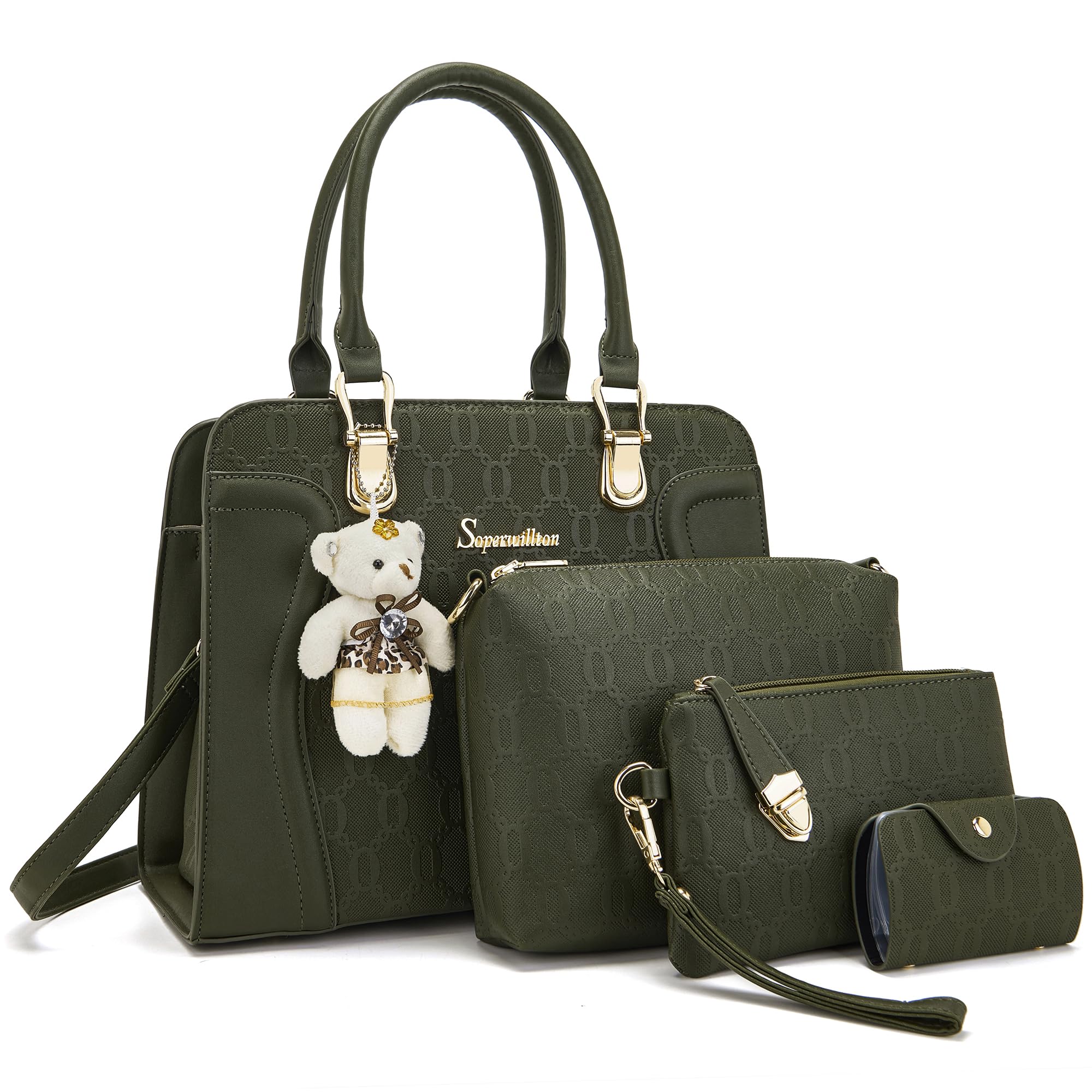 Women's Fashion Handbags Tote Bags Shoulder Bag Top Handle Satchel Purse Set 4pcs