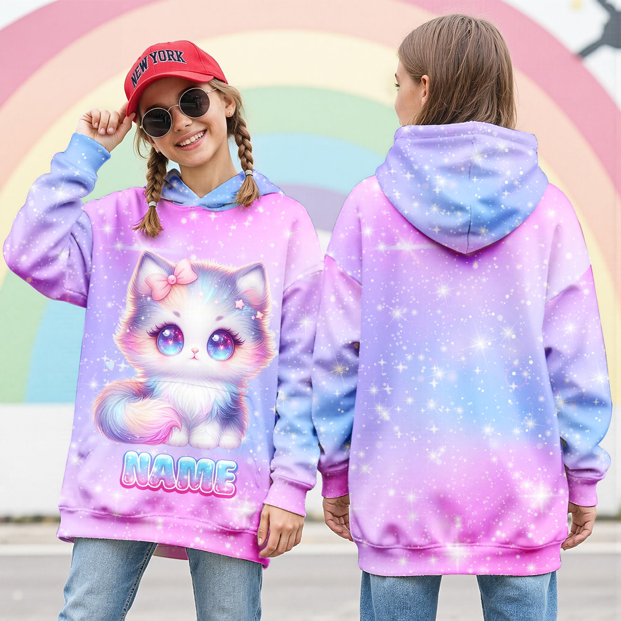 Girls Hoodies - Personalized Pullover with Pocket for Kids Teens - Graphic Hooded Sweatshirts Gifts for Youth