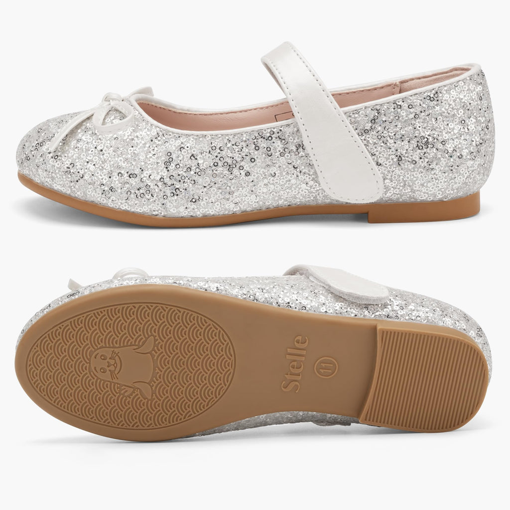 Stelle Girls Mary Jane School Flats Flower Wedding Uniform Party Shoes（Toddler/Little Kids/Big Kids）