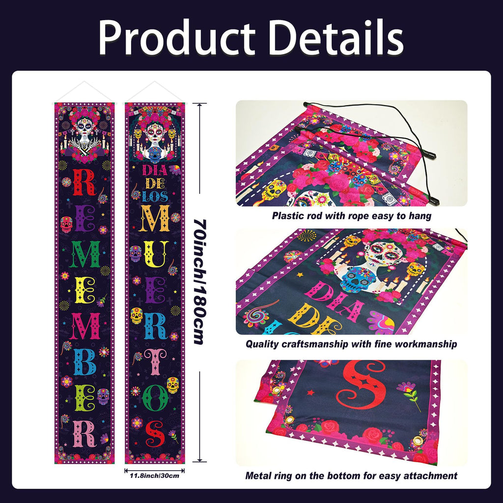 Fall Harvest Scarecrow Porch Banner Sign - Autumn Thanksgiving Front Door Decorations, 12 x 71 Inch