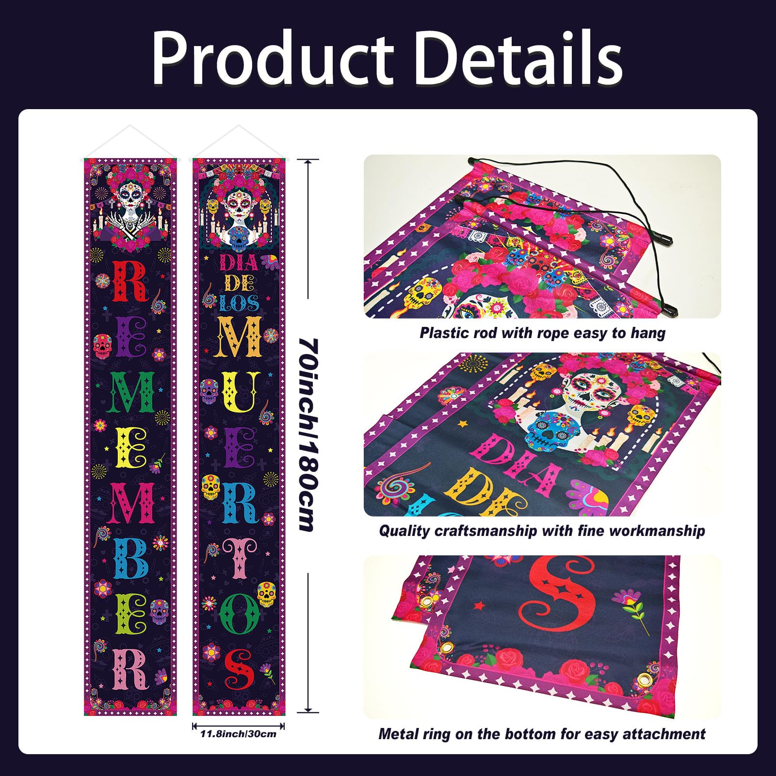 Fall Harvest Scarecrow Porch Banner Sign - Autumn Thanksgiving Front Door Decorations, 12 x 71 Inch