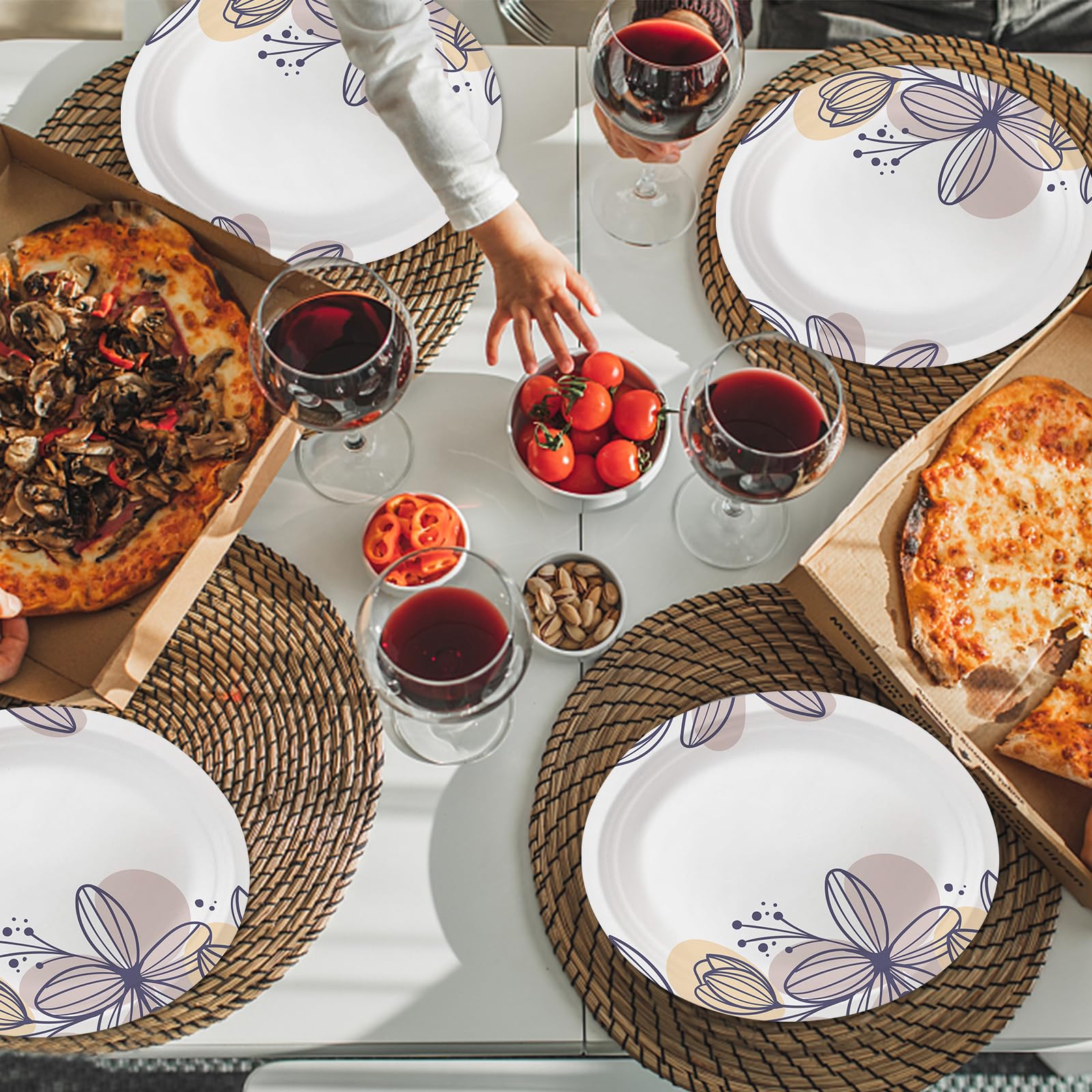 50 Pack Oval Thanksgiving Plates 12 x 10 Inch Thanksgiving Paper Plates Heavy Duty - Large Disposable Dinner Platters,Turkey Pumpkin Autumn Fall Harvest Thanksgiving Party Decor