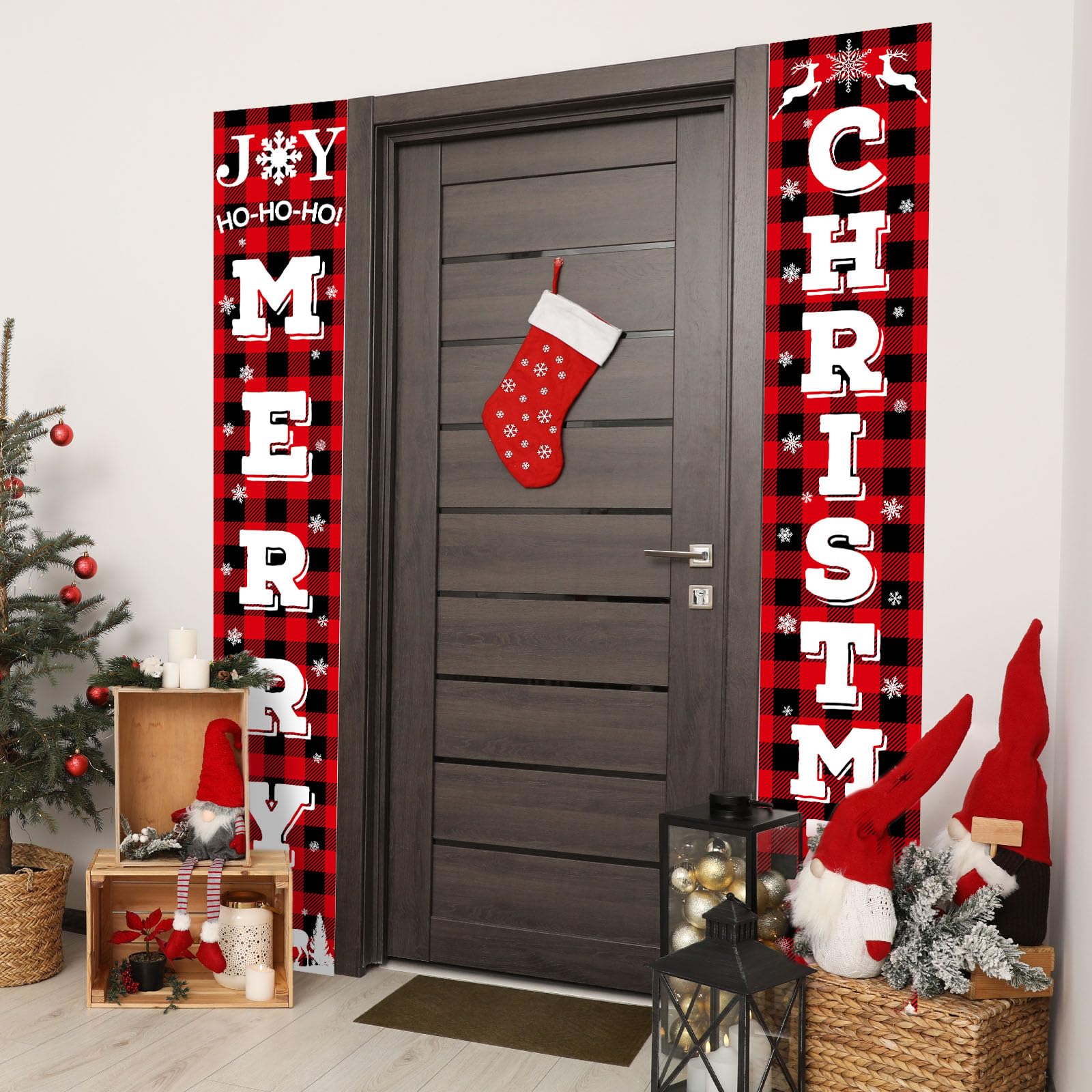 Fall Harvest Scarecrow Porch Banner Sign - Autumn Thanksgiving Front Door Decorations, 12 x 71 Inch