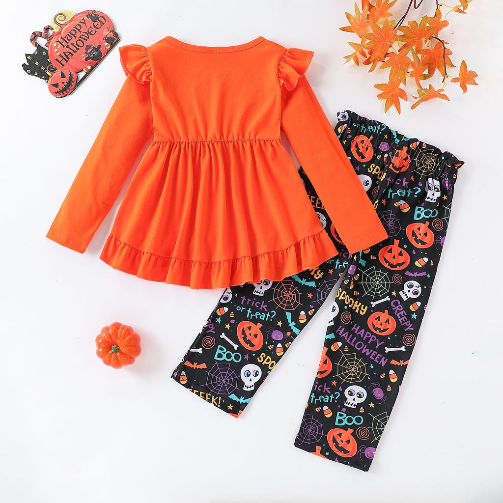 Toddler Girl Clothes Ruffle Long Sleeve Heart Print Tops and Pants 2PC Little Girl Winter Outfits Size (4-7T)