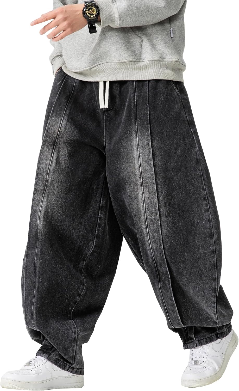 DOSLAVIDA Baggy Jeans for Men Wide Leg Hip Hop Jean Stylish Loose Fit Denim Pants Casual Streetwear Skateboard Pants