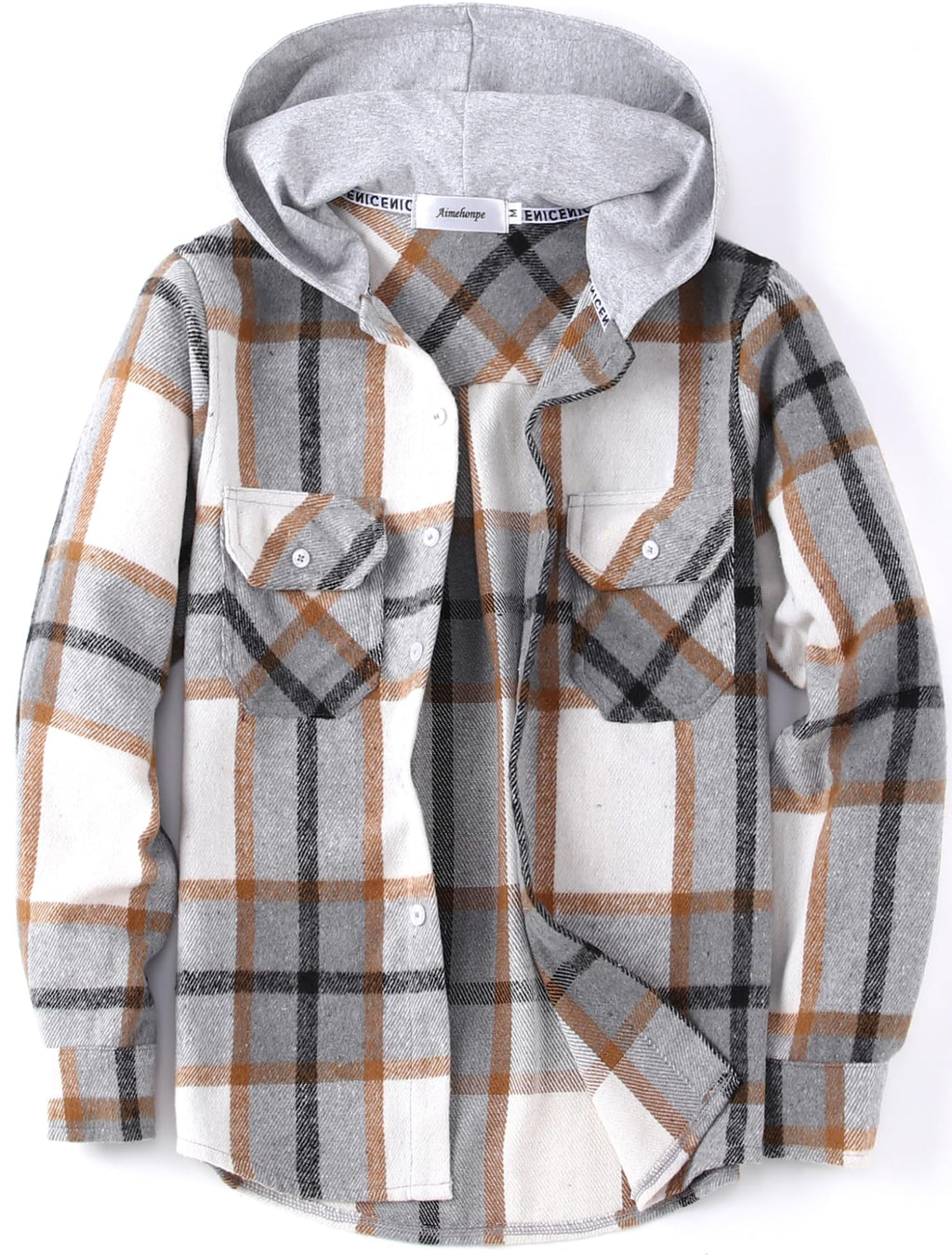 Boys Girls Casual Flannel Plaid Hoodies Spring Fashion Button Down Shirts Long Sleeve Cute Lightweight Jacket Coats