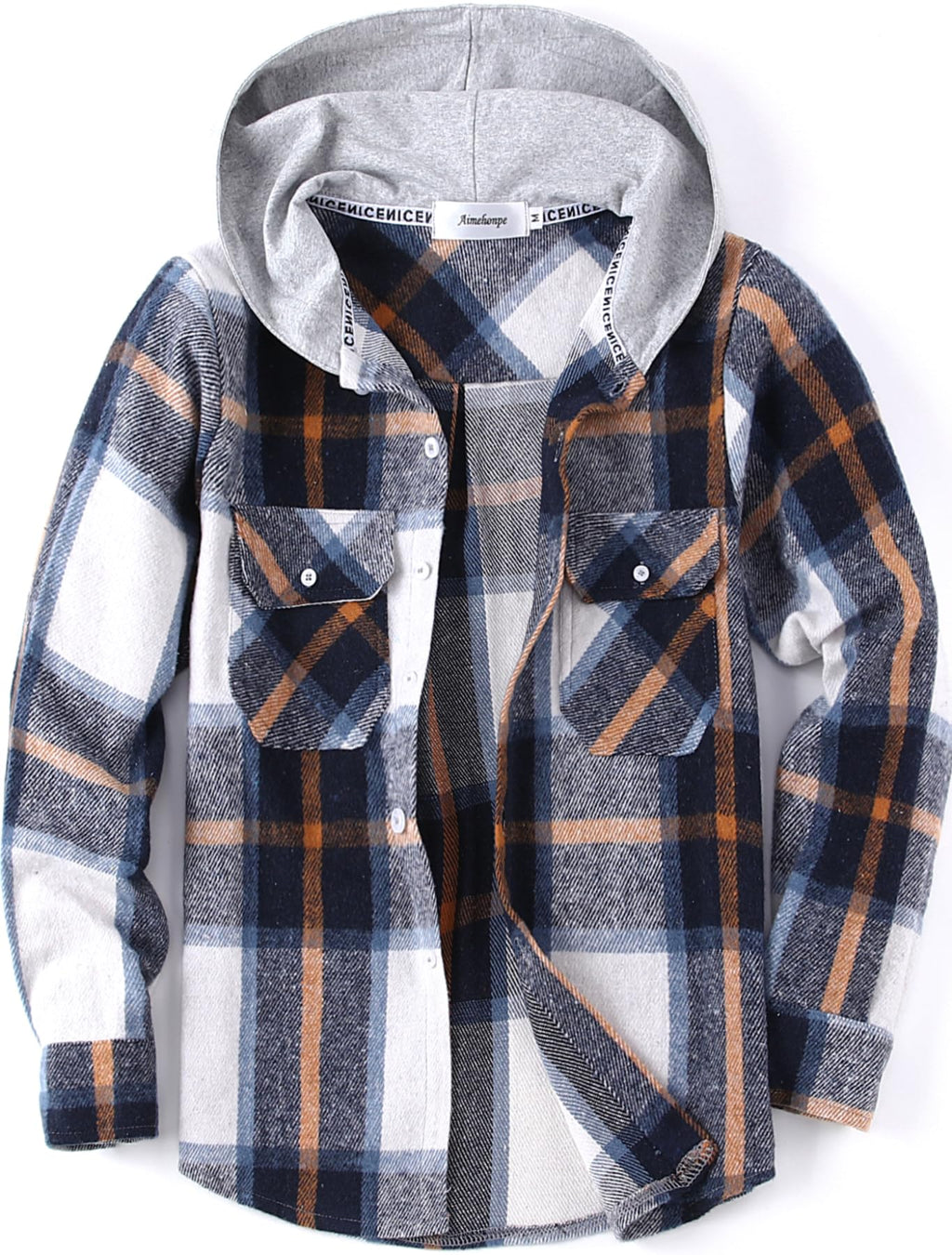 Boys Girls Casual Flannel Plaid Hoodies Spring Fashion Button Down Shirts Long Sleeve Cute Lightweight Jacket Coats