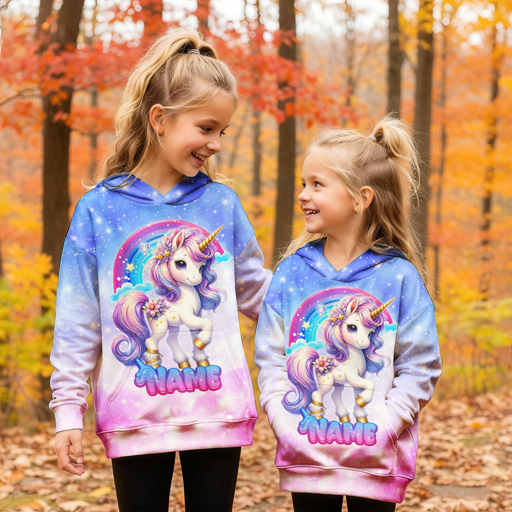 Girls Hoodies - Personalized Pullover with Pocket for Kids Teens - Graphic Hooded Sweatshirts Gifts for Youth