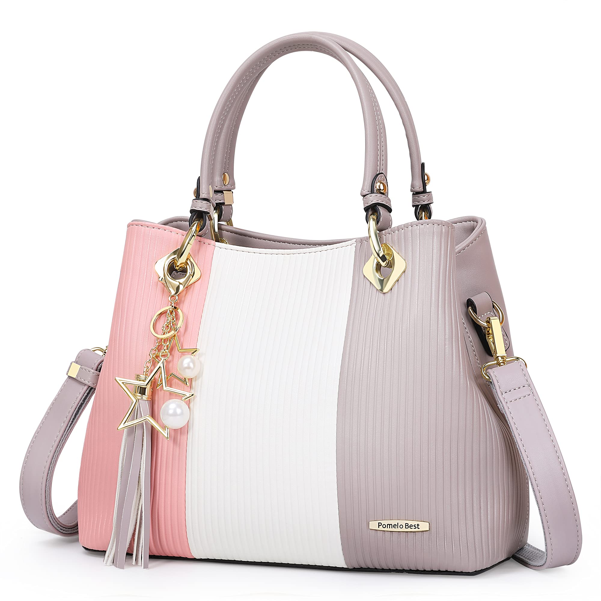 Handbags for Women with Multiple Internal Pockets in Pretty Color Combination, Women's Satchel Handbag