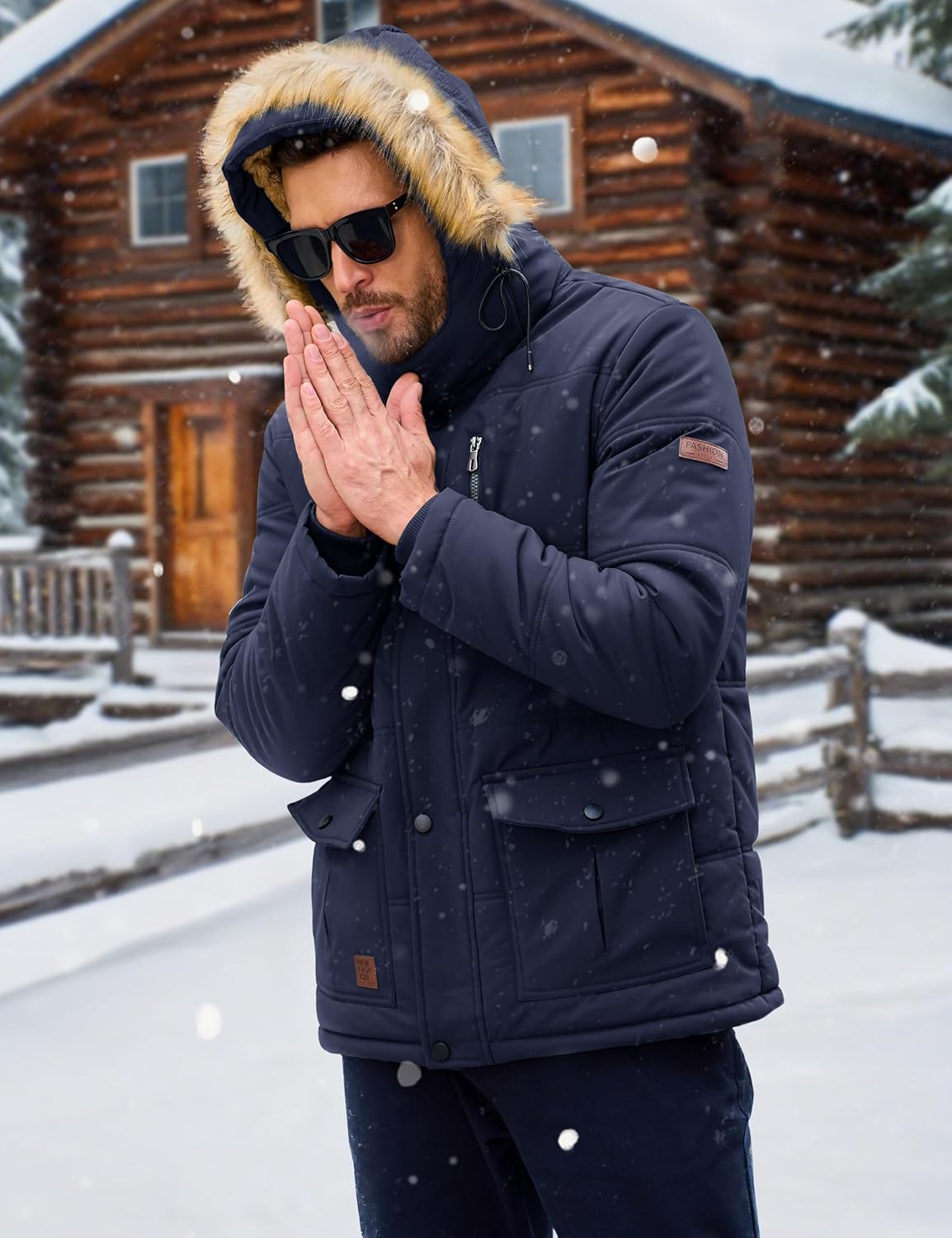 MAGCOMSEN Men's Winter Jacket Fleece Lined Water Repellent Windproof Warm Parka Winter Coat with Hood