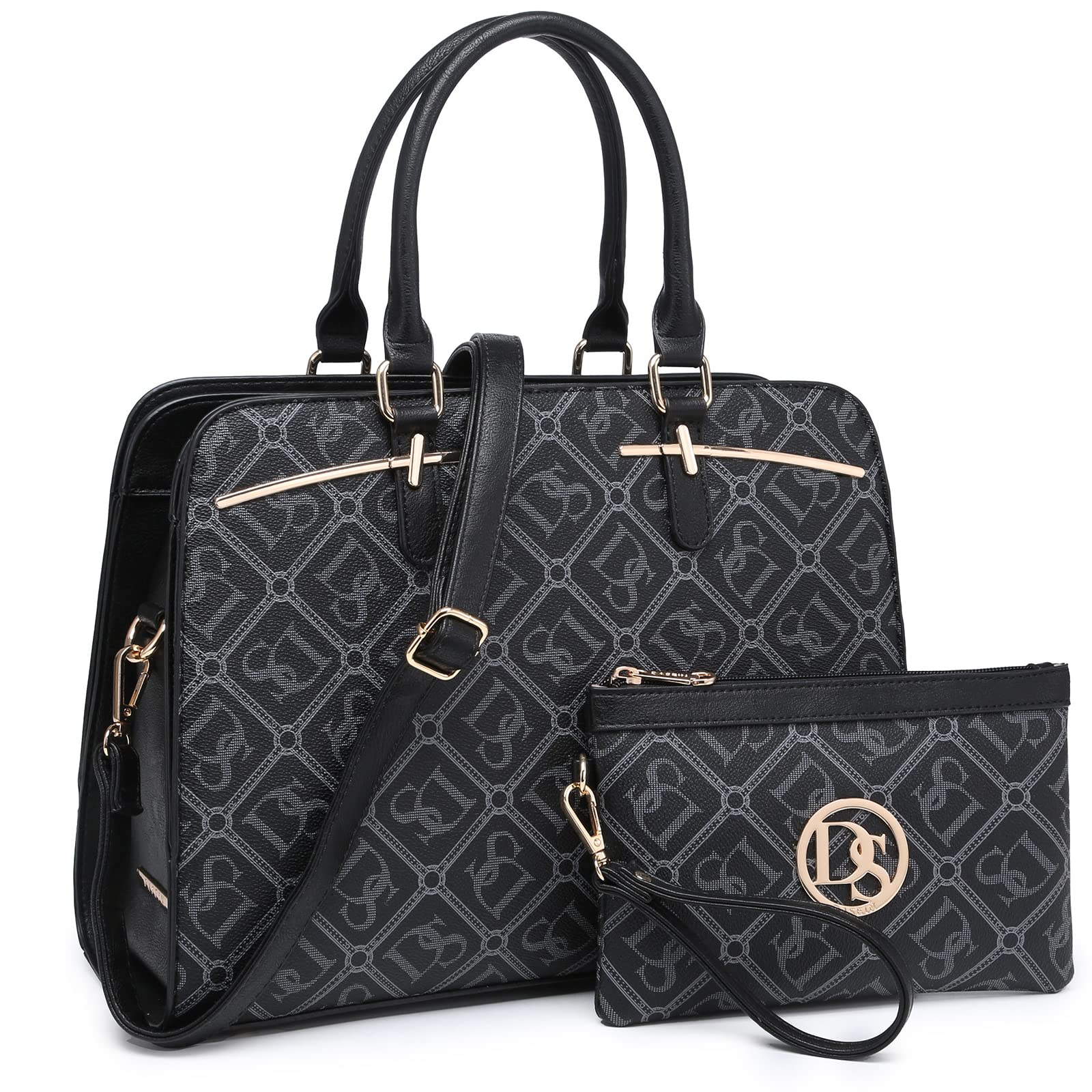 Women Handbag Wallet Tote Shoulder Hobo Bag Top Handle Satchel Purse Set 2pcs with 3 Compartments