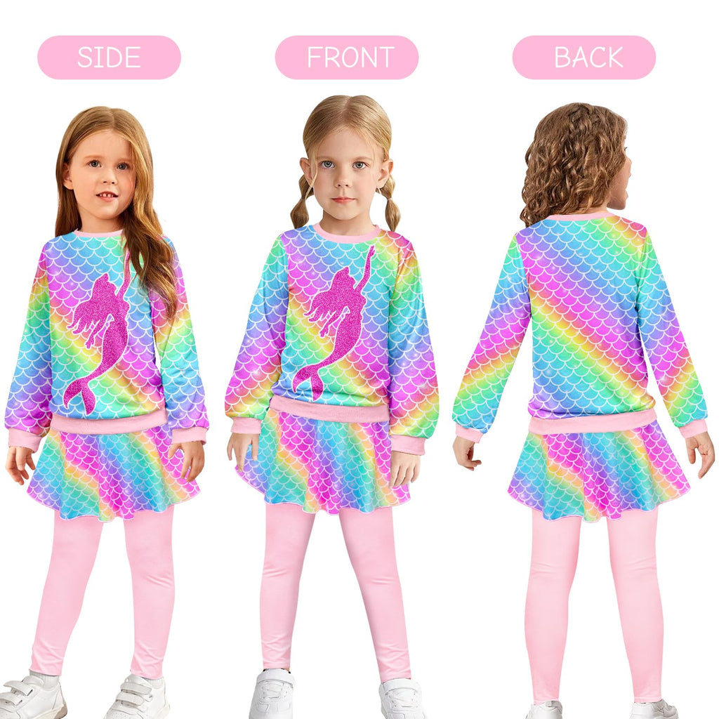 Toddler Kid Girl Clothing Set Outfit Long Sleeve Top, Unicorn Print Pantskirts Fall Winter Outfit Set