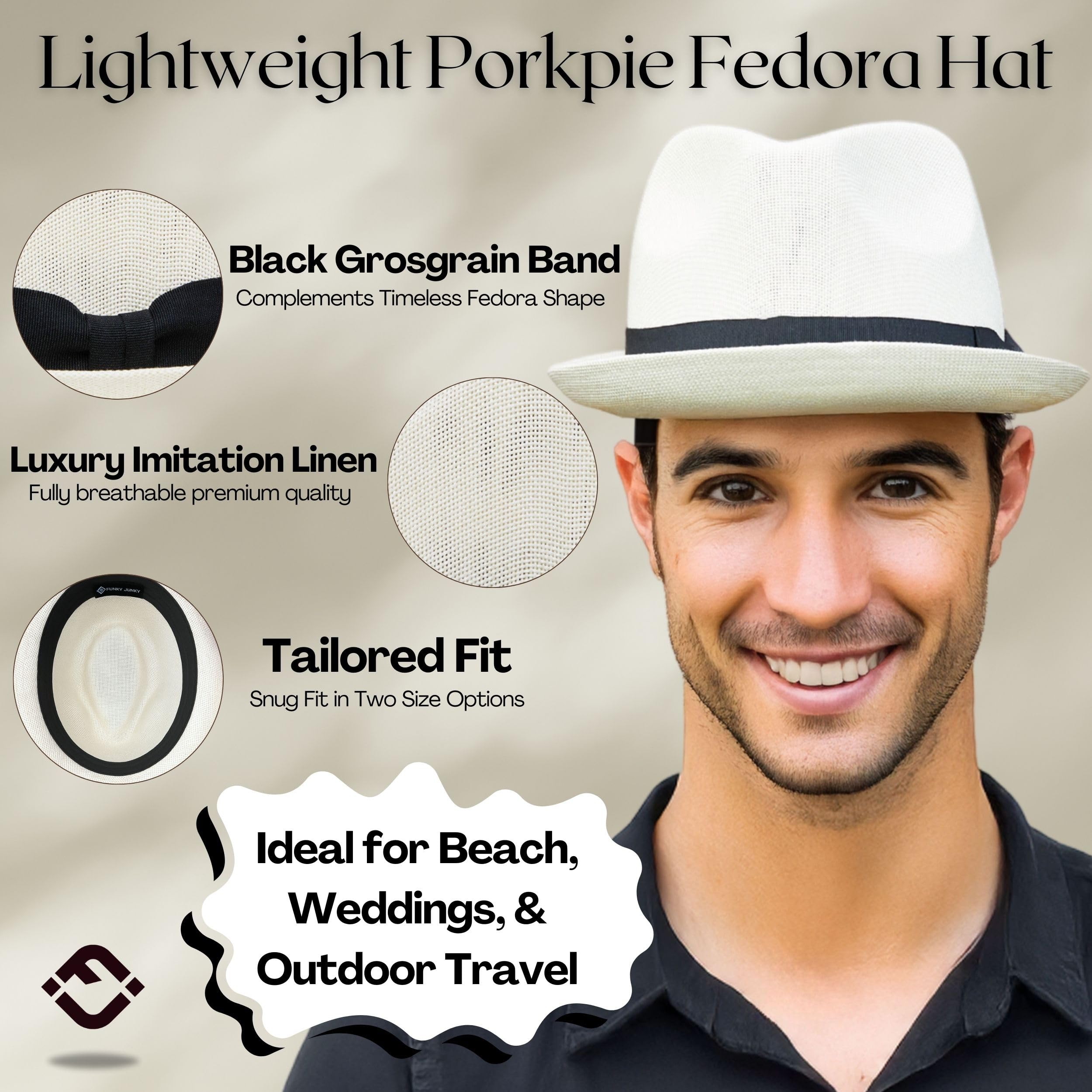 Funky Junque Premium Fedora Hat - Stylish Sun Protection for Men & Women - Perfect for Summer Beach, Travel & Outdoors