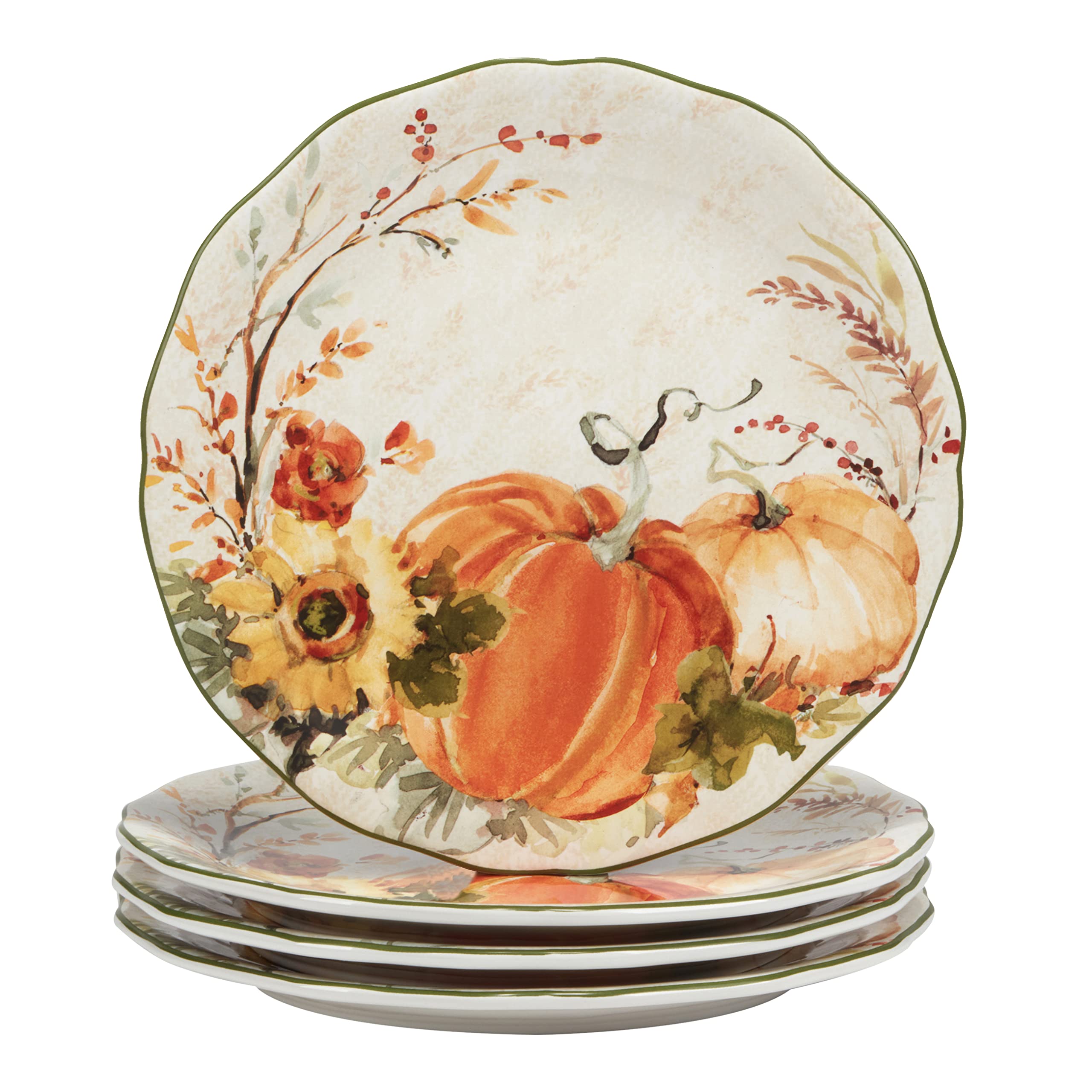 Certified International Harvest Morning 11" Dinner Plates, Multicolor, Large, Set of 4