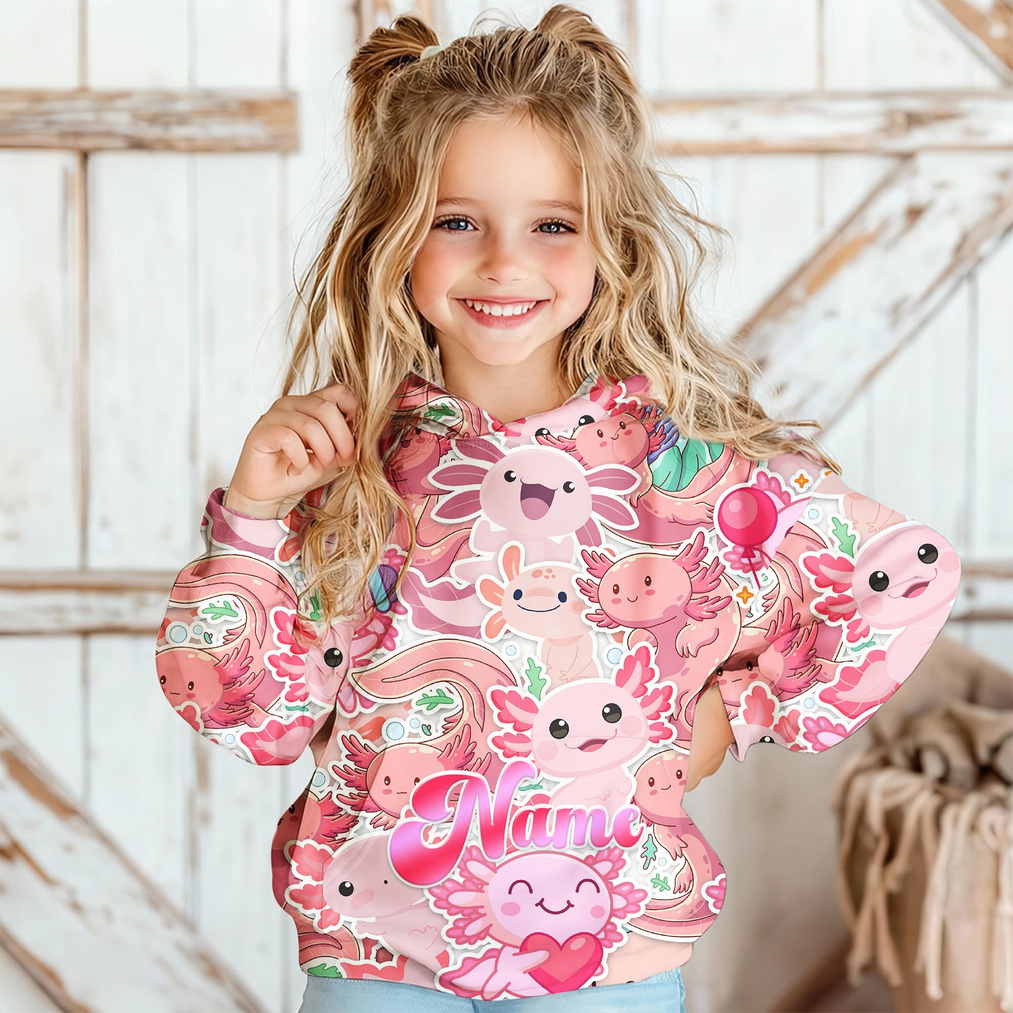 Hoodies for Girls Custom Sweatshirts with Name, Kids Pullover with Pocket, Comfy Graphic Hoodies for Daughter