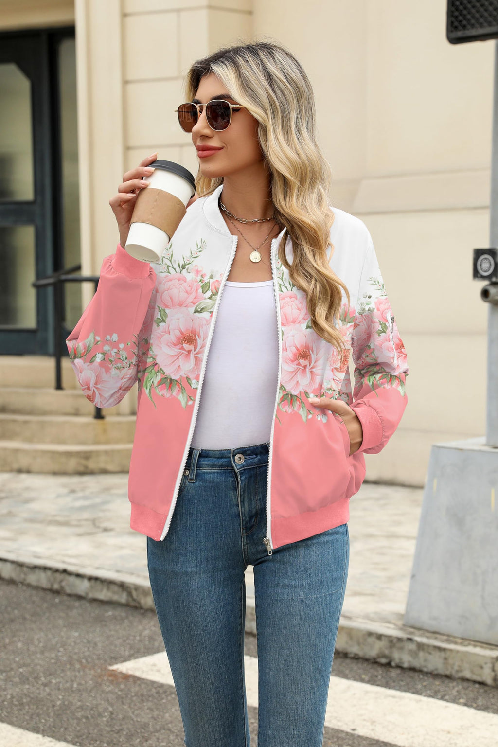 Zeagoo Women's Bomber Jacket Casual Coat Zip Up Spring Fall Clothes with Pockets S-XXL