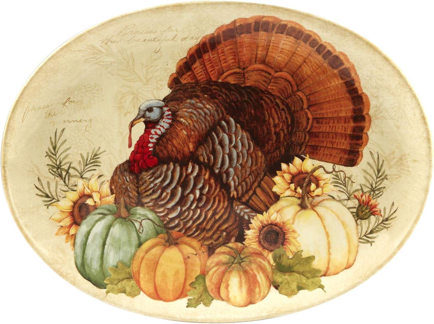 Certified International 22749 Autumn Fields Oval Turkey Platter 18" x 13.5" Servware, Serving Accessories, One Size, Multicolored