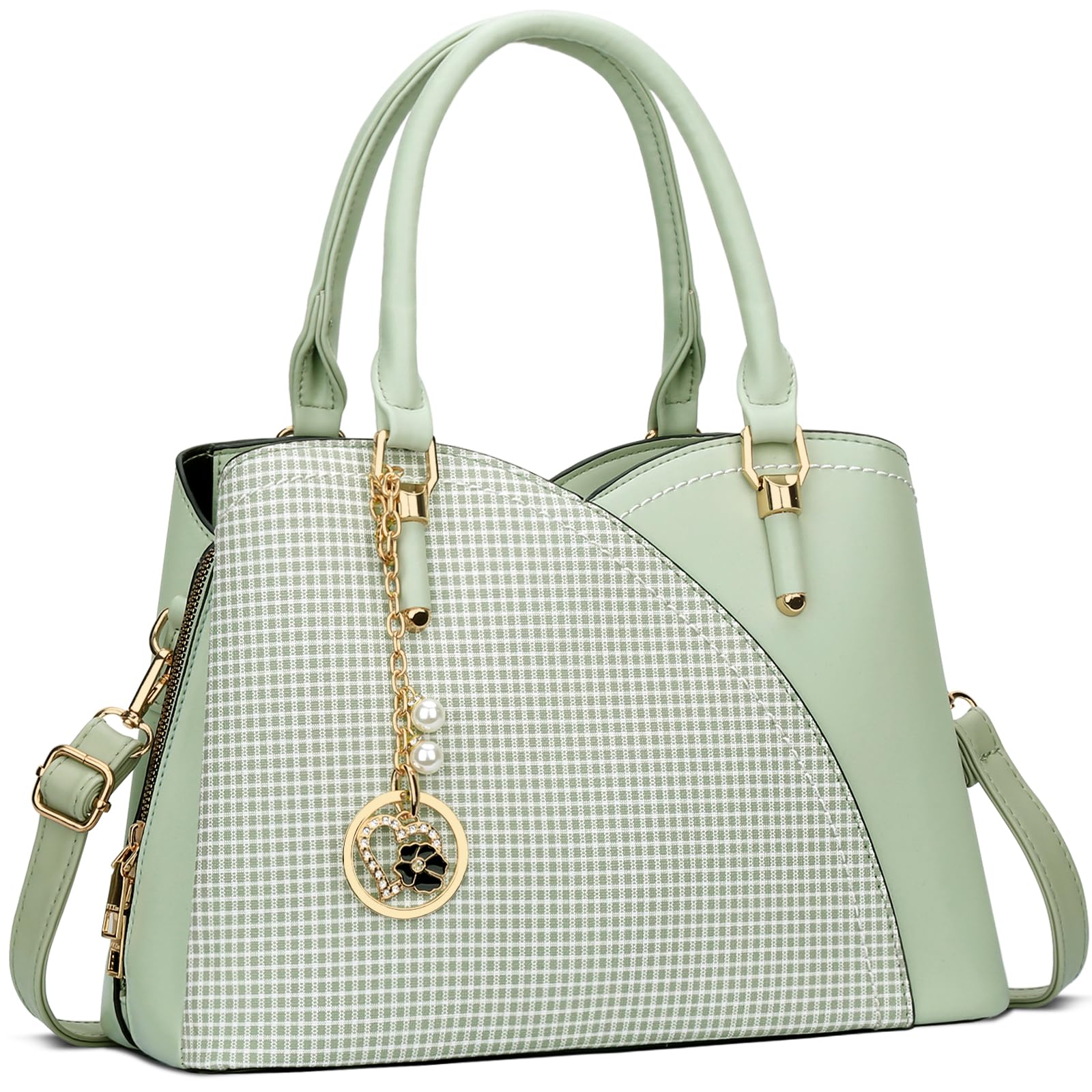 KKXIU Triple Compartments Purses and Handbags for Women Fashion Ladies Satchel Shoulder Top Handle Bag