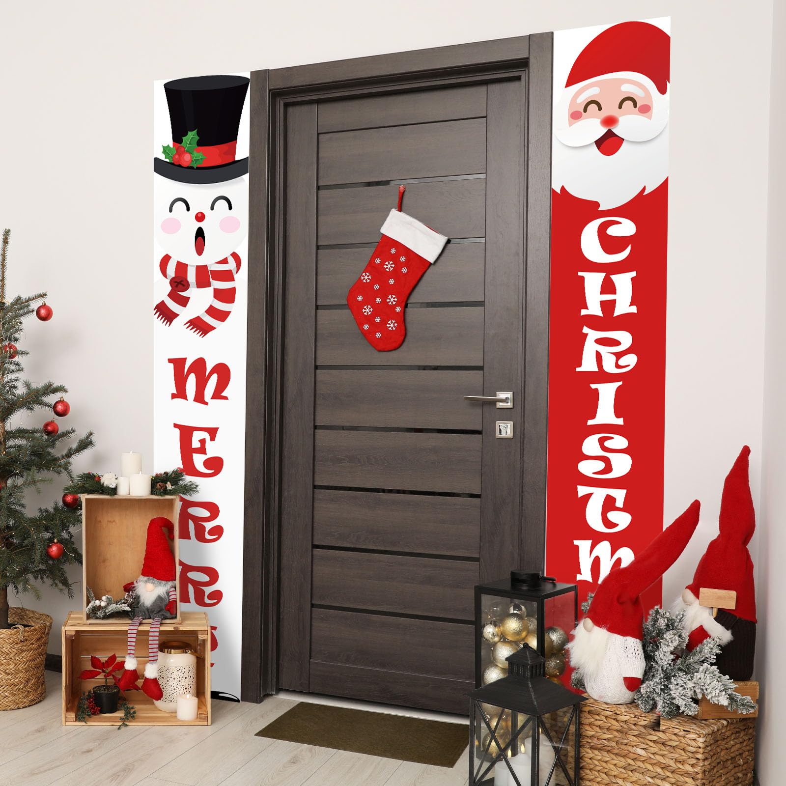 Fall Harvest Scarecrow Porch Banner Sign - Autumn Thanksgiving Front Door Decorations, 12 x 71 Inch