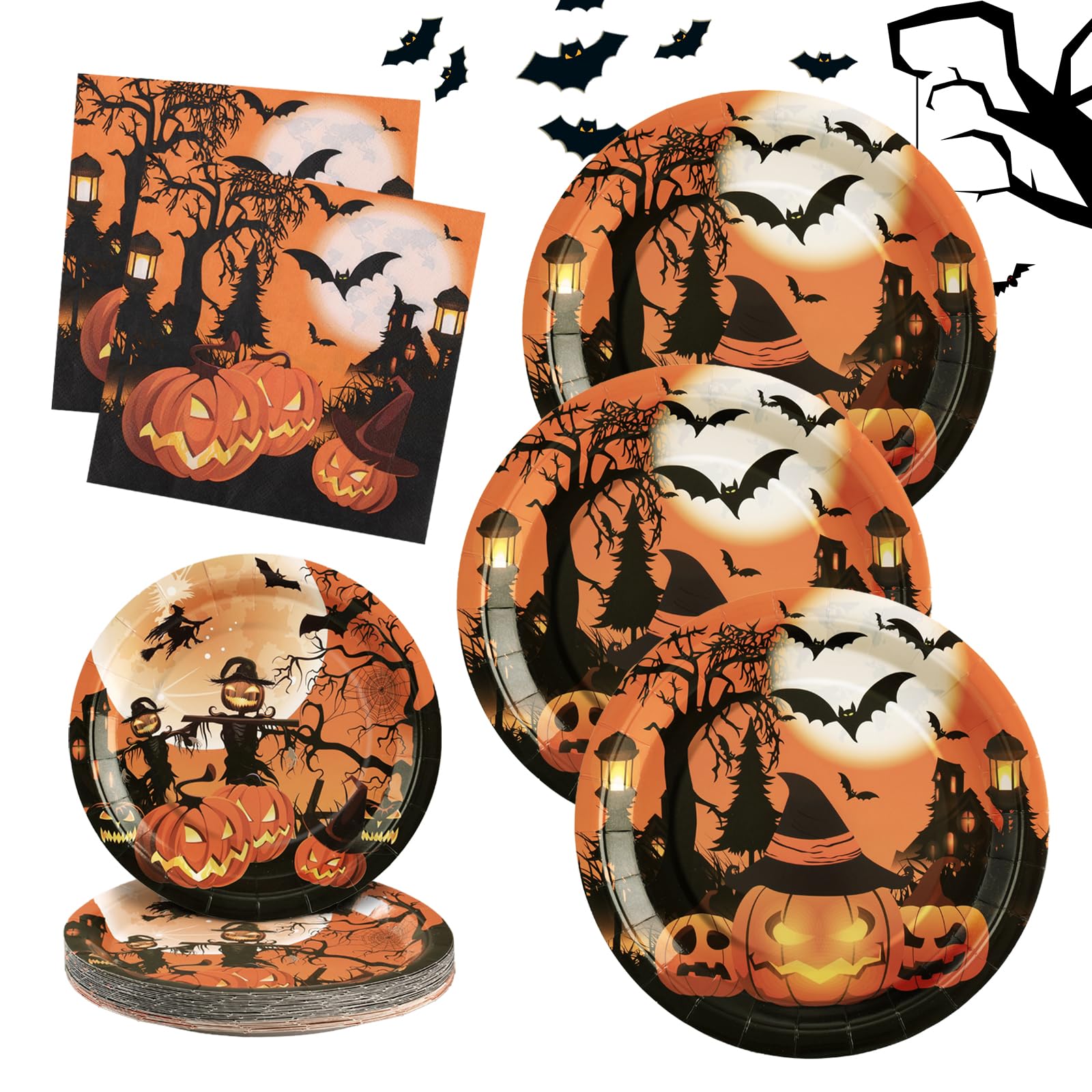 60 Pcs Thanksgiving Plates and Napkins, Happy Thanksgiving Party Supplies Tableware, Disposable Fall Paper Plates, Watercolor Pumpkin Maple plates for Autumn Harvest Festival Party, Serve 20