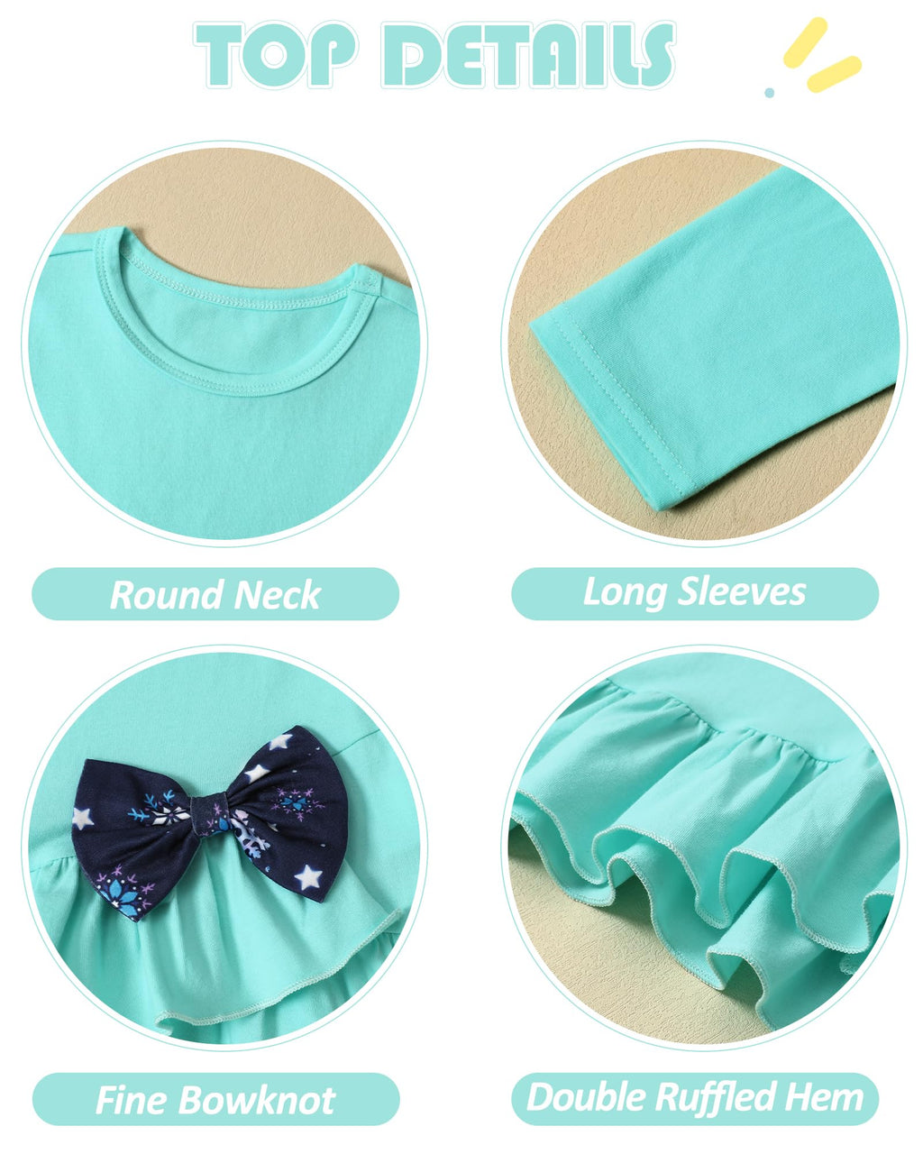 Toddler Girl Clothes 18M-8T Girls Fall Winter Outfit, Long Sleeve Ruffle Bowknot Top + Floral Pants 2Pcs Clothing Set