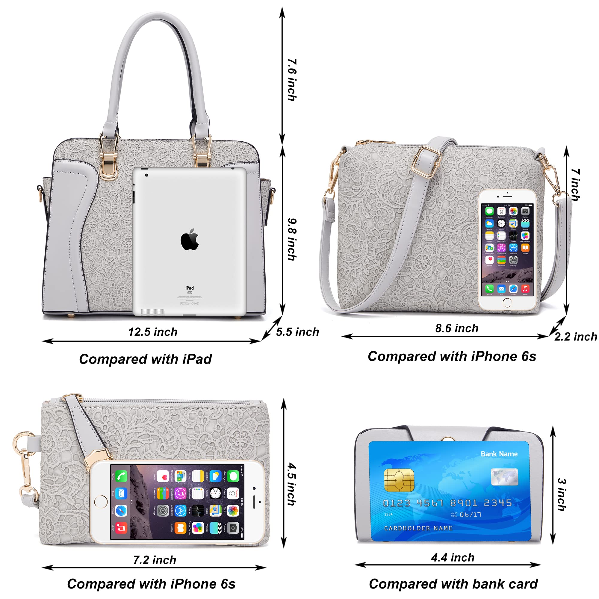 Women's Fashion Handbags Tote Bags Shoulder Bag Top Handle Satchel Purse Set 4pcs