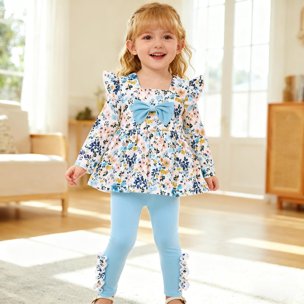 Toddler Girl Clothes 12M-6T Long Sleeves Ruffle Top+Ruffle Pants Toddler Girls Fall Winter Clothes