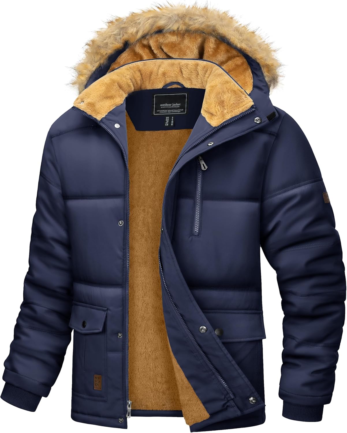 MAGCOMSEN Men's Winter Jacket Fleece Lined Water Repellent Windproof Warm Parka Winter Coat with Hood