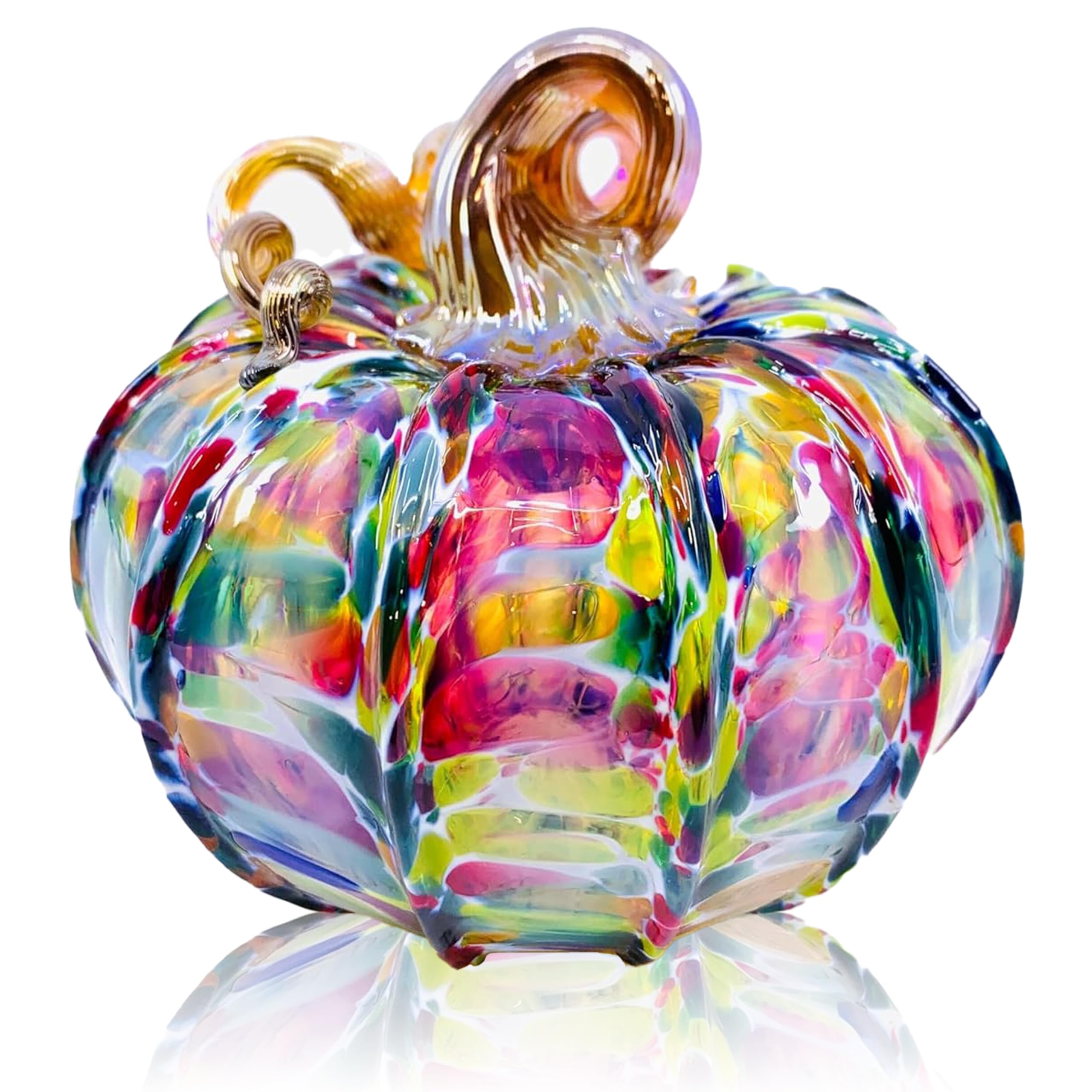 Luke Adams Glass | Handmade Glass Pumpkins | Handmade Table Top Home Decor (Squat, Jewel)