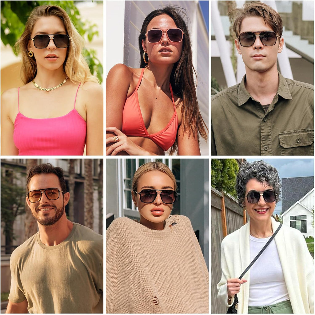 SOJOS Sunglasses for Women & Men, Square, Retro, Polarized Lens, Trendy Aviator, 90s Shades