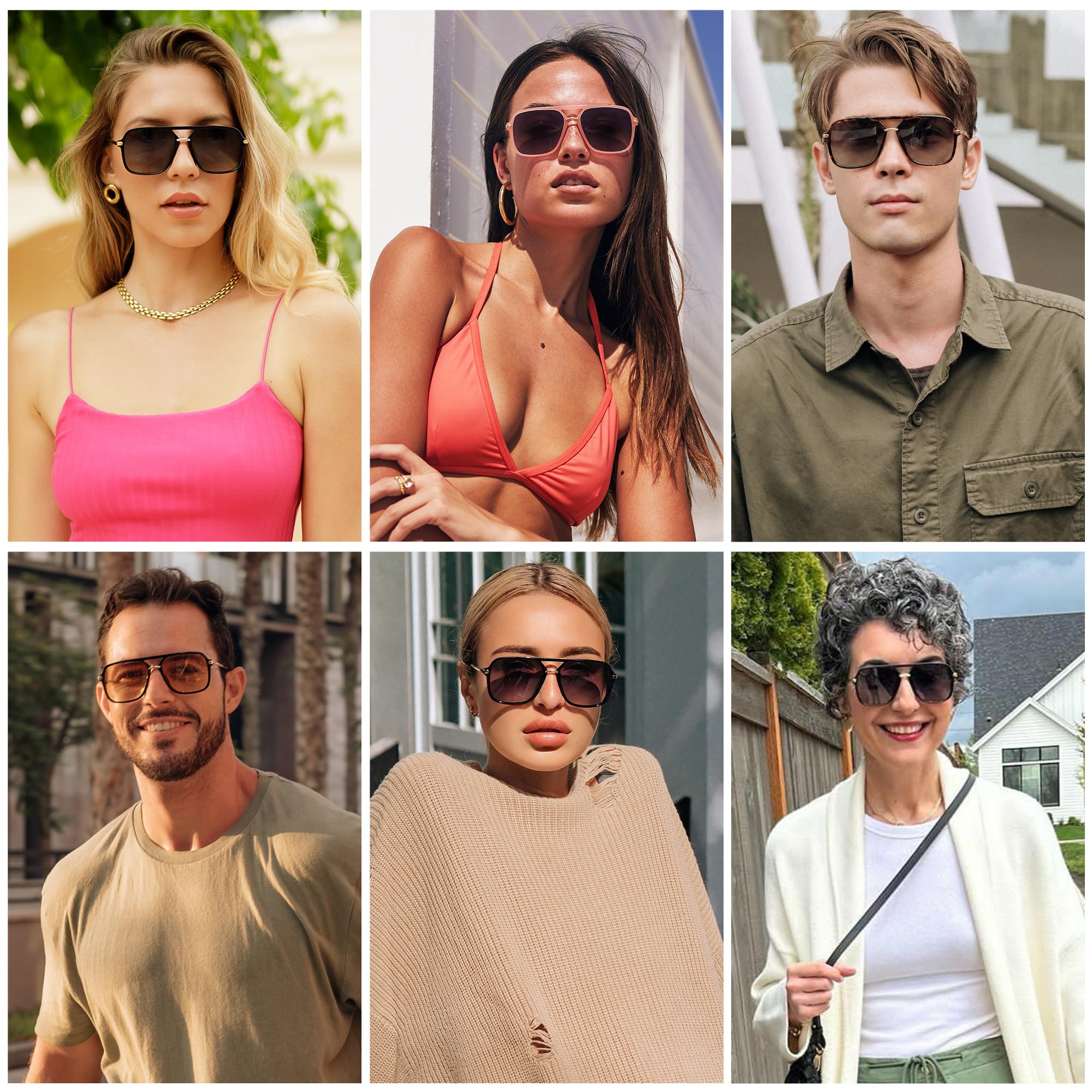 SOJOS Sunglasses for Women & Men, Square, Retro, Polarized Lens, Trendy Aviator, 90s Shades