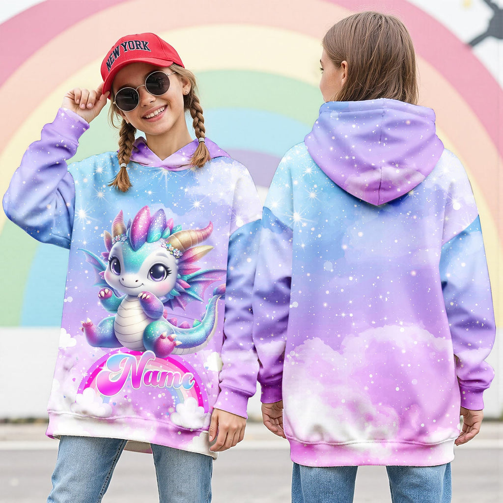 Hoodies for Girls Custom Sweatshirts with Name, Kids Pullover with Pocket, Comfy Graphic Hoodies for Daughter