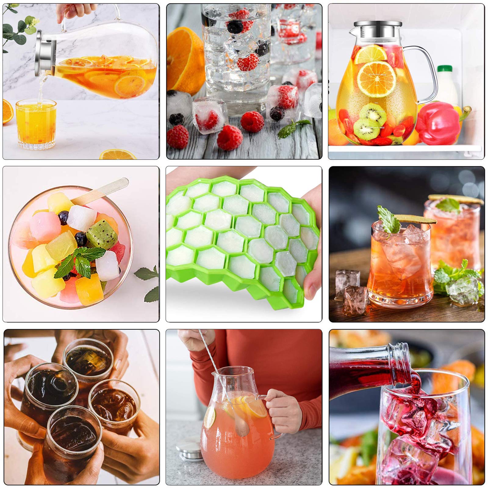 88OZ Glass Pitcher with Lid and Spout - High Heat Resistance Pitcher for Hot/Cold Water & Iced Tea (2.6L)