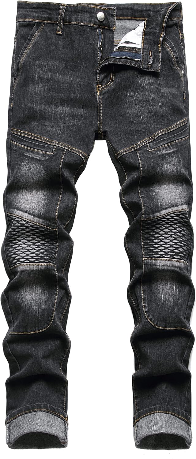 JUNBAOSS Men's Slim Fit Stretch Jeans Ripped Skinny Jeans for Men, Distressed Straight Leg Fashion Comfort Flex Waist Pants