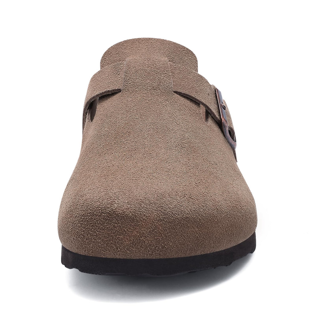 Litfun Women's Genuine Suede Clogs Soft Footbed Leather Potato Shoes Comfort Slip On Clogs with Arch Support