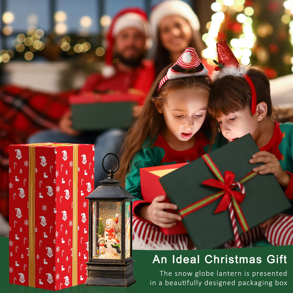 Fall Snow Globe Lantern with Autumn Turkey and Pumpkins Thanksgiving LED Decor for Home, Indoor Tabletop Centerpiece with Glitter Flakes, Harvest Light Decorations