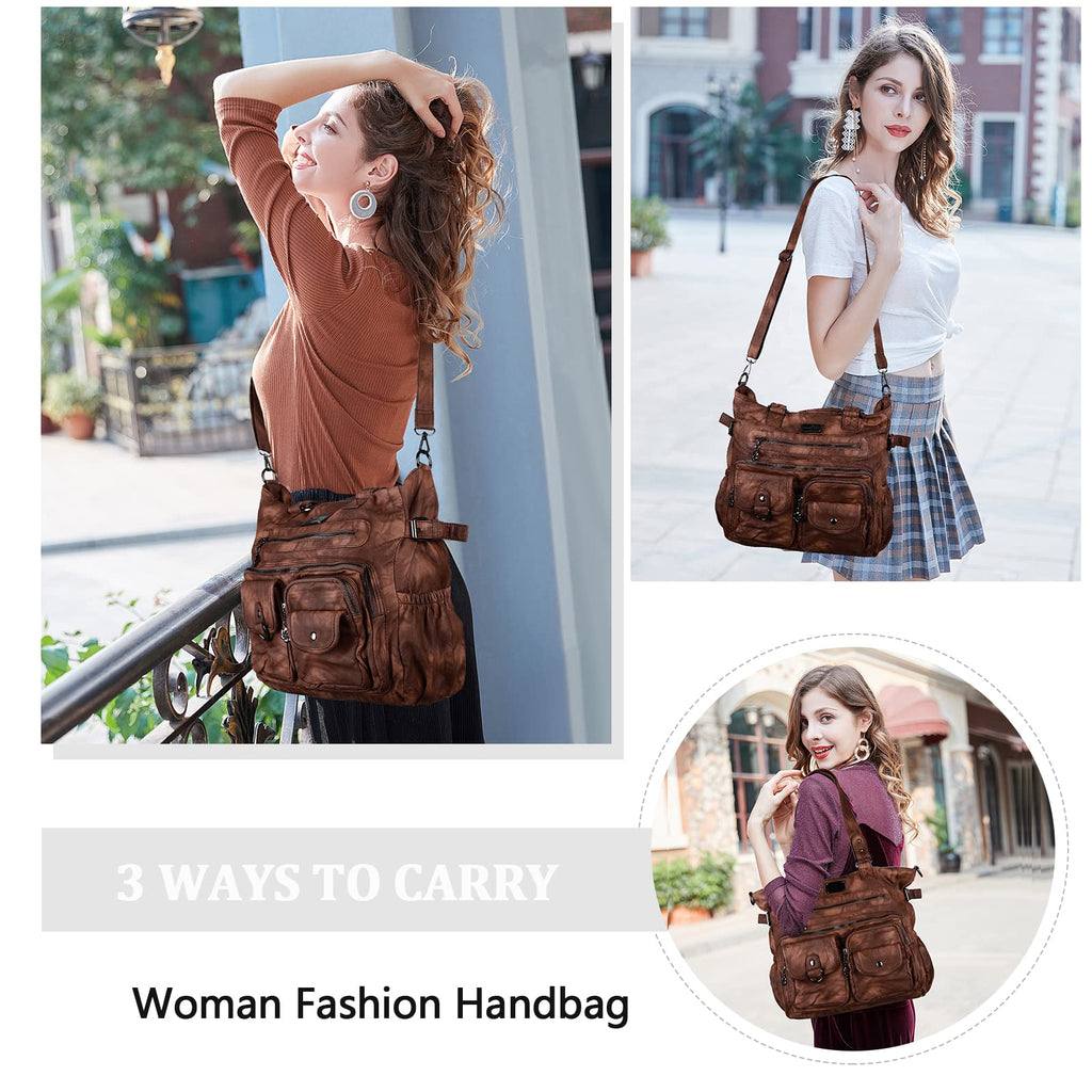 Angelkiss Purses and Handbag for Women Soft Leather Hobo Bags Satchel Shoulder Bags Ladies Tote Crossbody Bag