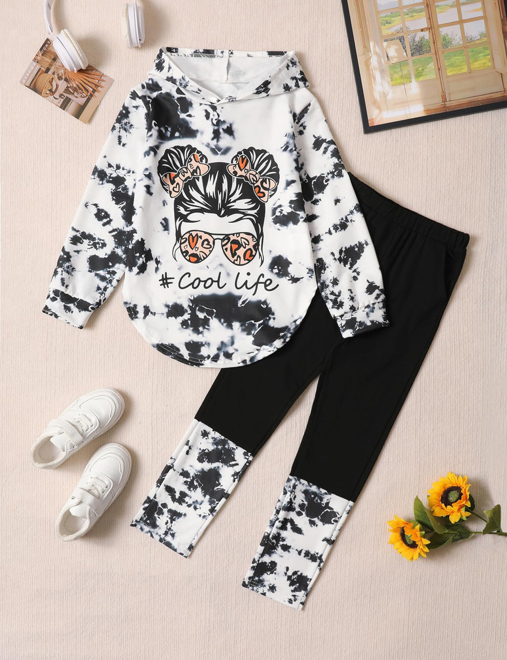 Girls Clothes Tie Dye Long Sleeve Hoodie Sweatshirt and Pants Sets Cute Girl Outfits Size 5-14 Years