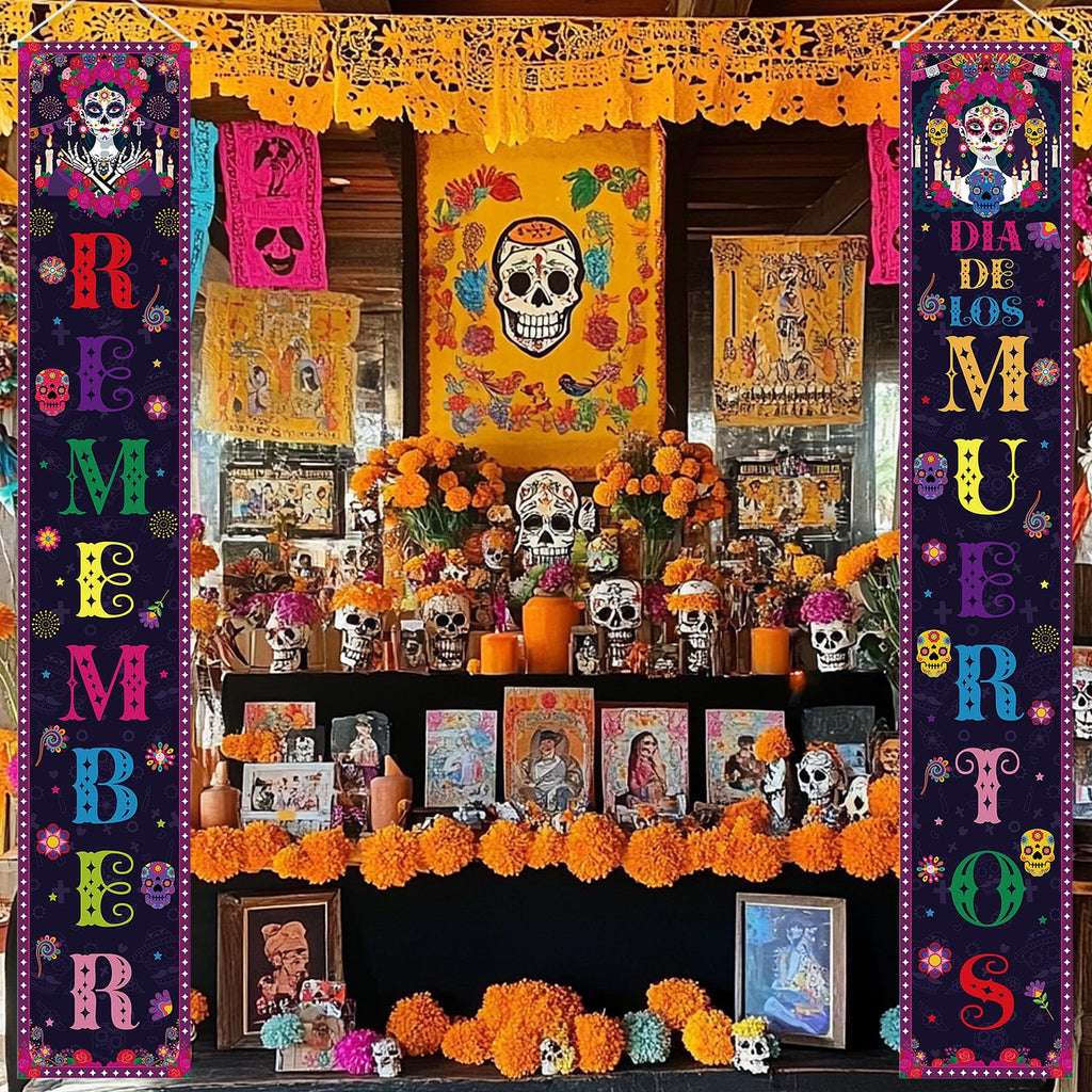 Fall Harvest Scarecrow Porch Banner Sign - Autumn Thanksgiving Front Door Decorations, 12 x 71 Inch