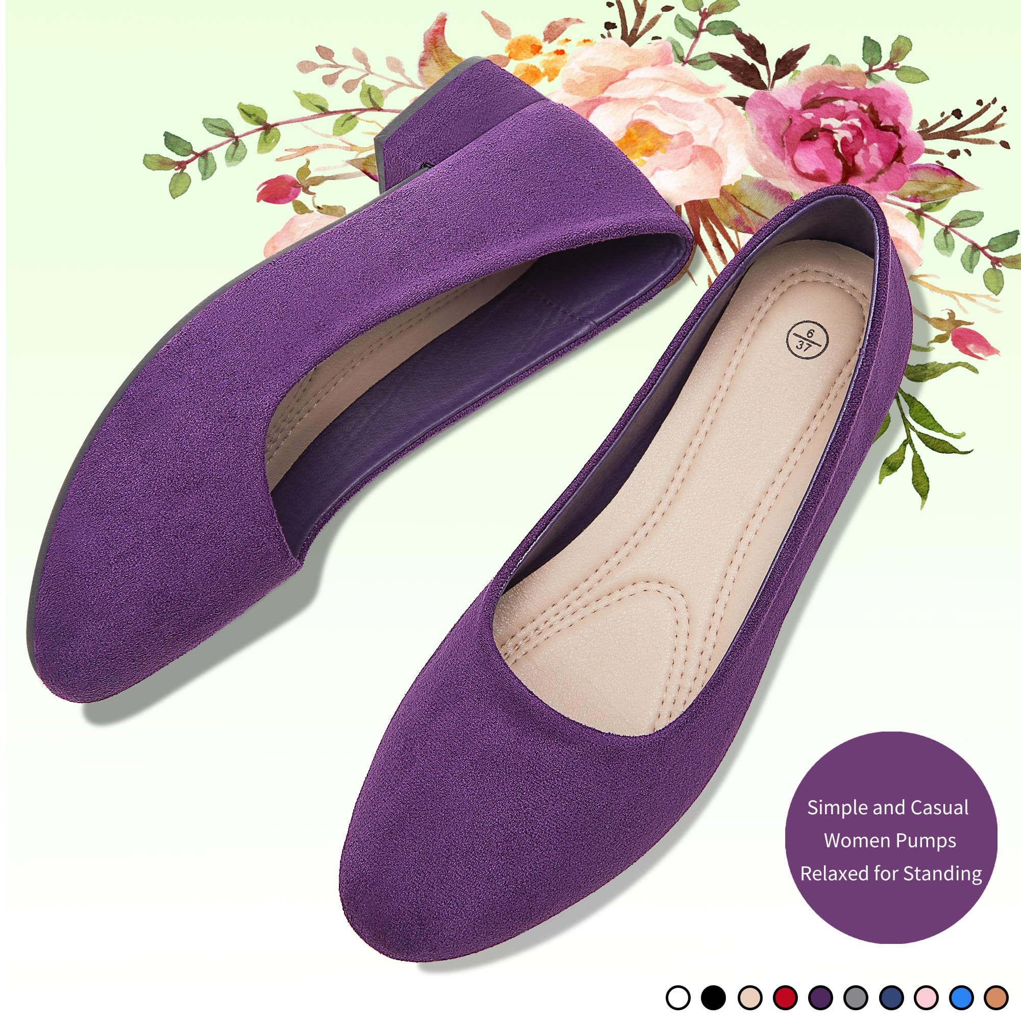 AISFAES Women Pumps Low Chunky Rounded Toe Heels Healed Dress Pumps Elegant Wedges Working Shoes