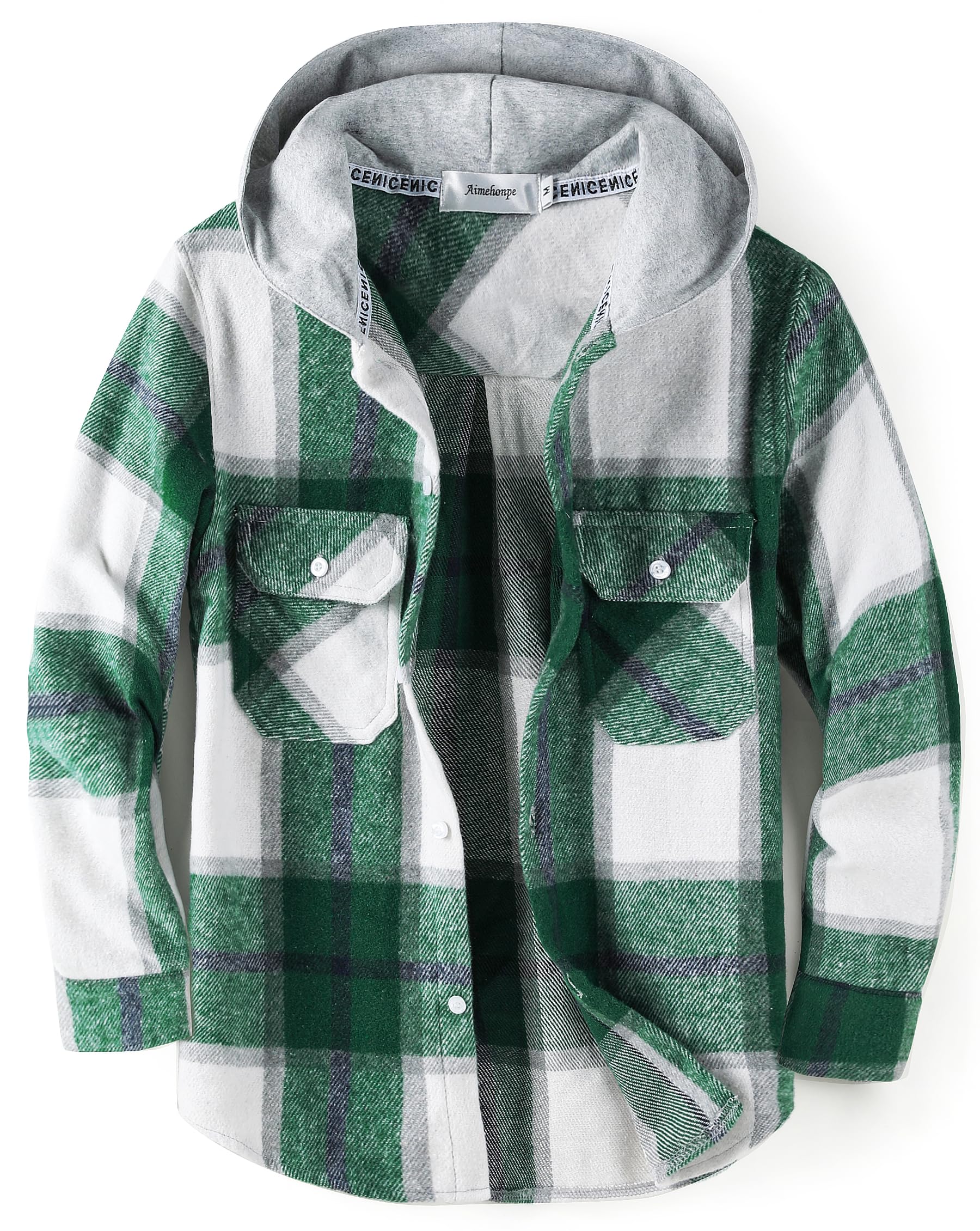 Boys Girls Casual Flannel Plaid Hoodies Spring Fashion Button Down Shirts Long Sleeve Cute Lightweight Jacket Coats