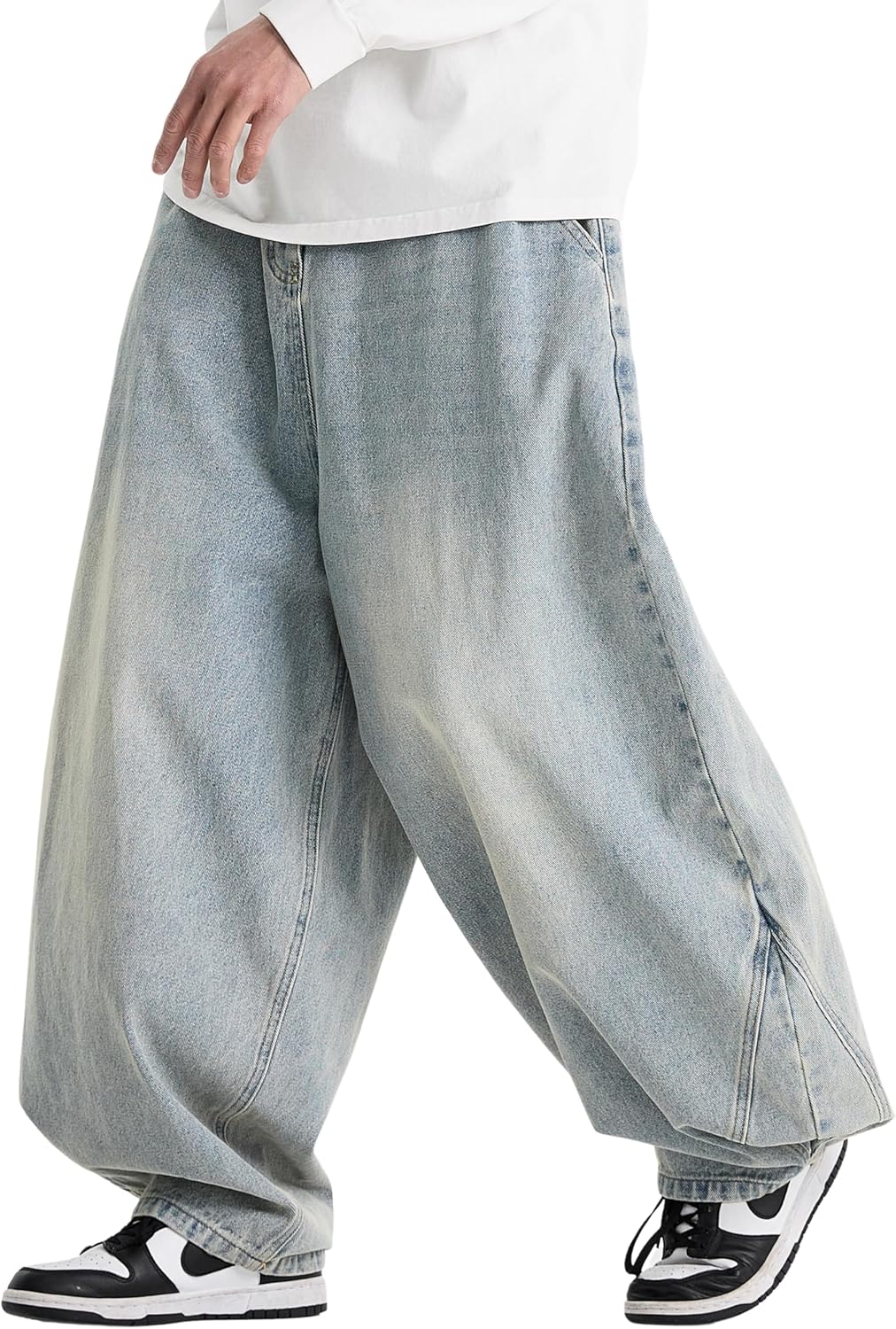 DOSLAVIDA Baggy Jeans for Men Wide Leg Hip Hop Jean Stylish Loose Fit Denim Pants Casual Streetwear Skateboard Pants