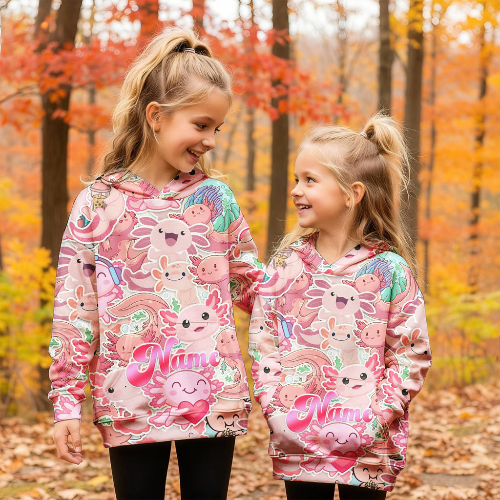 Hoodies for Girls Custom Sweatshirts with Name, Kids Pullover with Pocket, Comfy Graphic Hoodies for Daughter