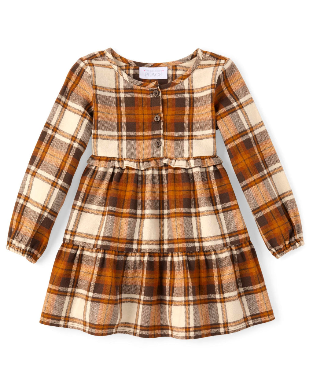 The Children's Place Baby Girls' Plaid Flannel Woven Tiered Dress