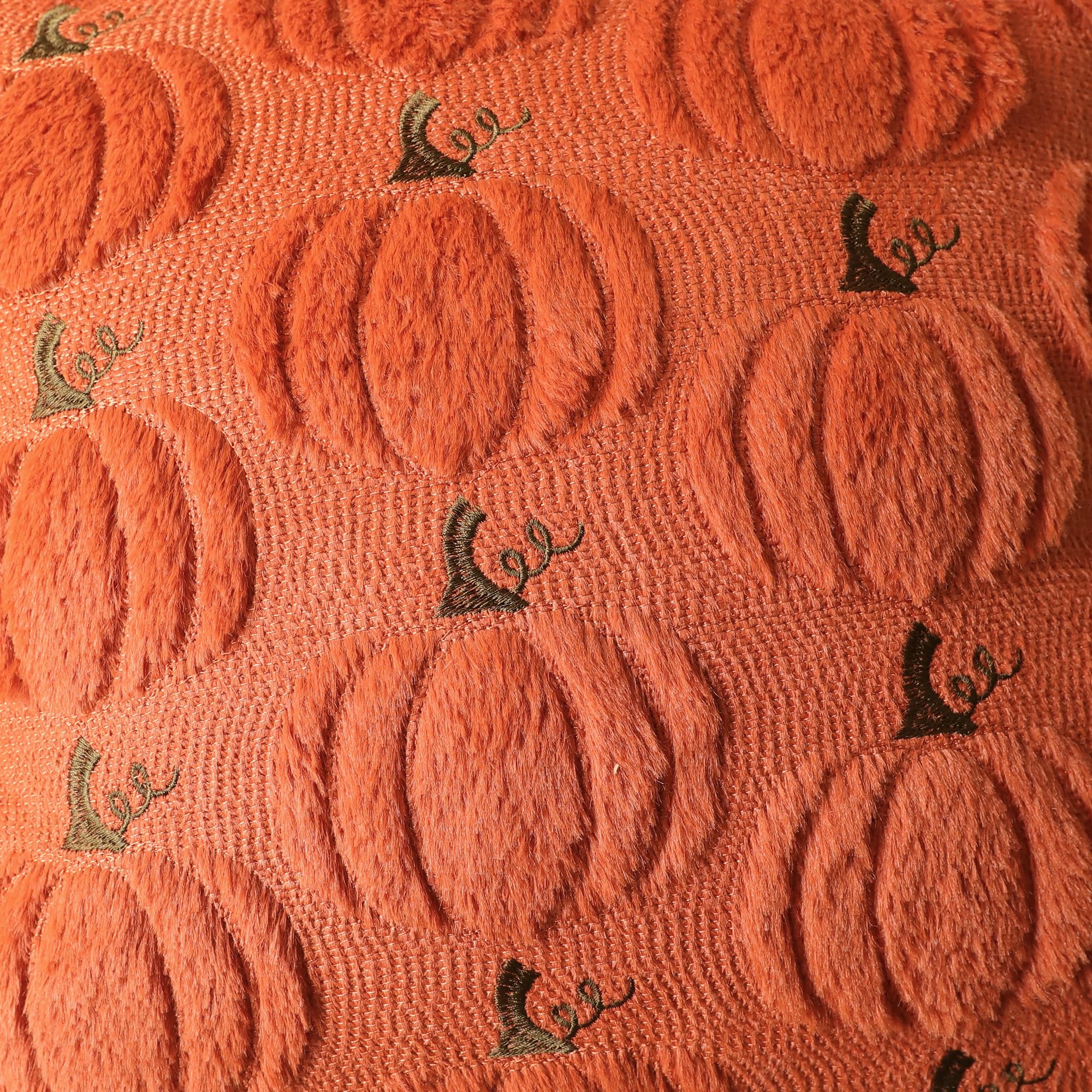 4TH Emotion Fall Pumpkins Decorative Pillow Covers 18x18 Set of 2, Beige Soft Plush Faux Fur Wool Farmhouse Throw Cushion Cases for Autumn Thanksgiving Holiday Home Decorations