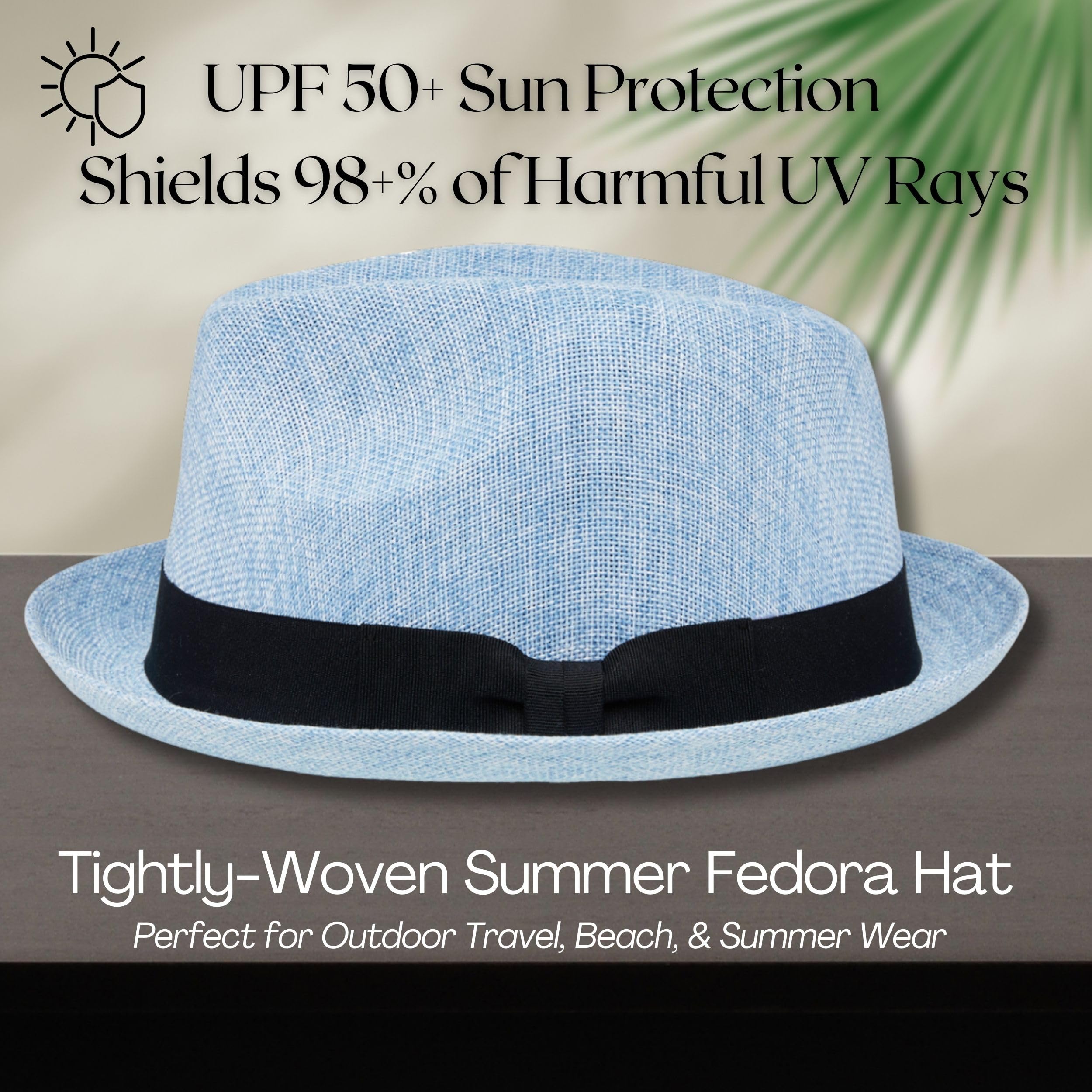 Funky Junque Premium Fedora Hat - Stylish Sun Protection for Men & Women - Perfect for Summer Beach, Travel & Outdoors